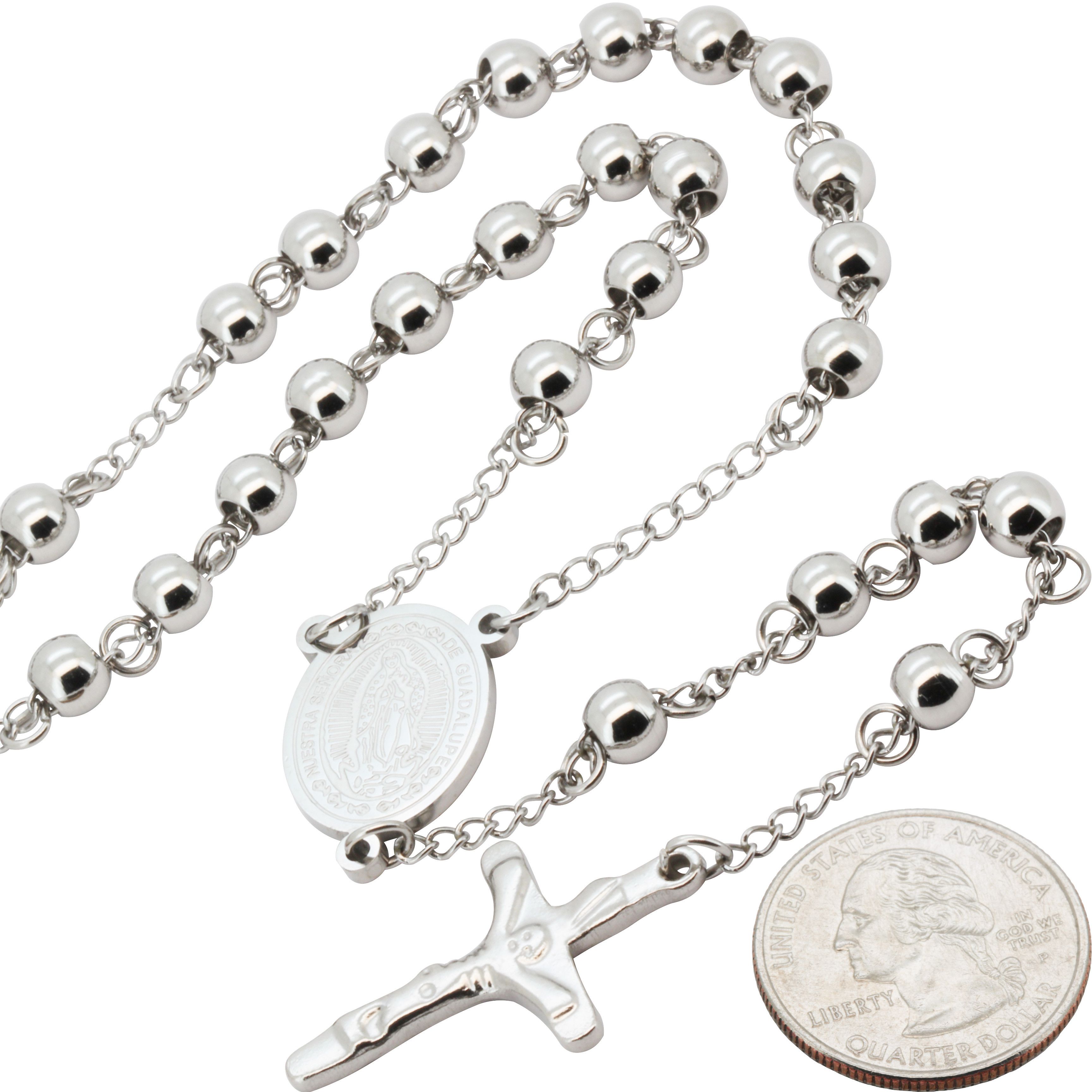 Other 316L Stainless Steel 6mm Rosary Necklace 26”+6" Size ONE SIZE - 2 Thumbnail