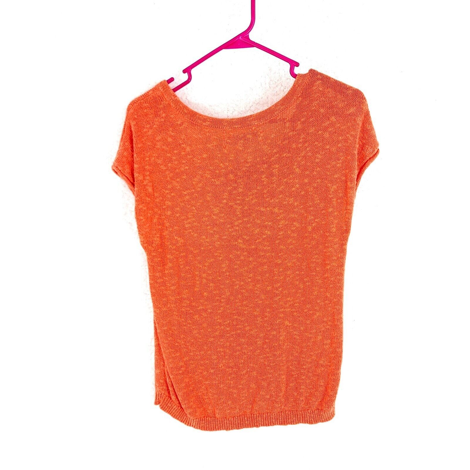 Ann Taylor Ann Taylor Loft Orange Knit Scoop Neck Cap Sleeve Front Pock Size S / US 4 / IT 40 - 4 Thumbnail