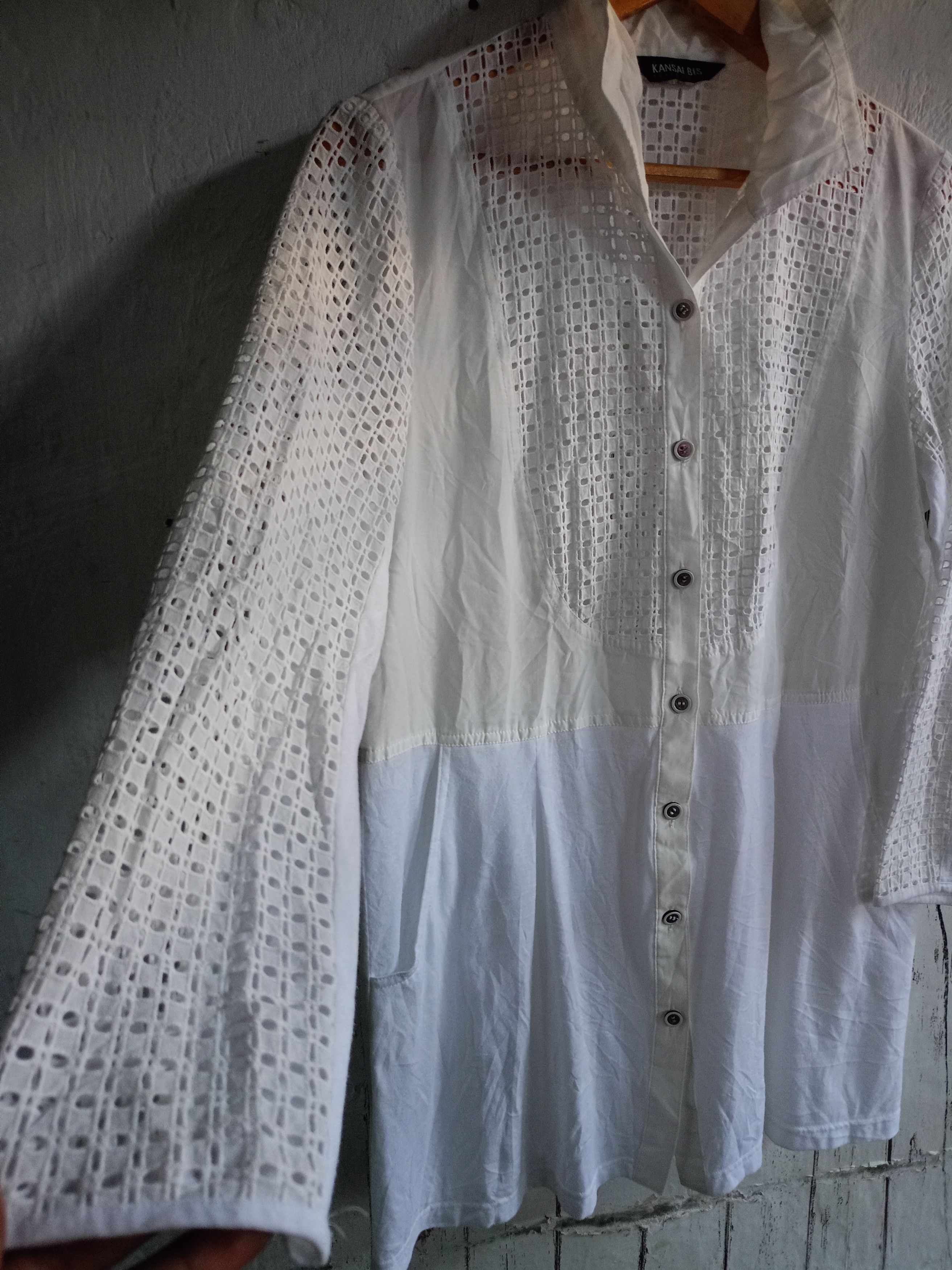 Japanese Brand × Kansai Yamamoto Kansai Bis White Button Blouse Size L / US 10 / IT 46 - 3 Thumbnail