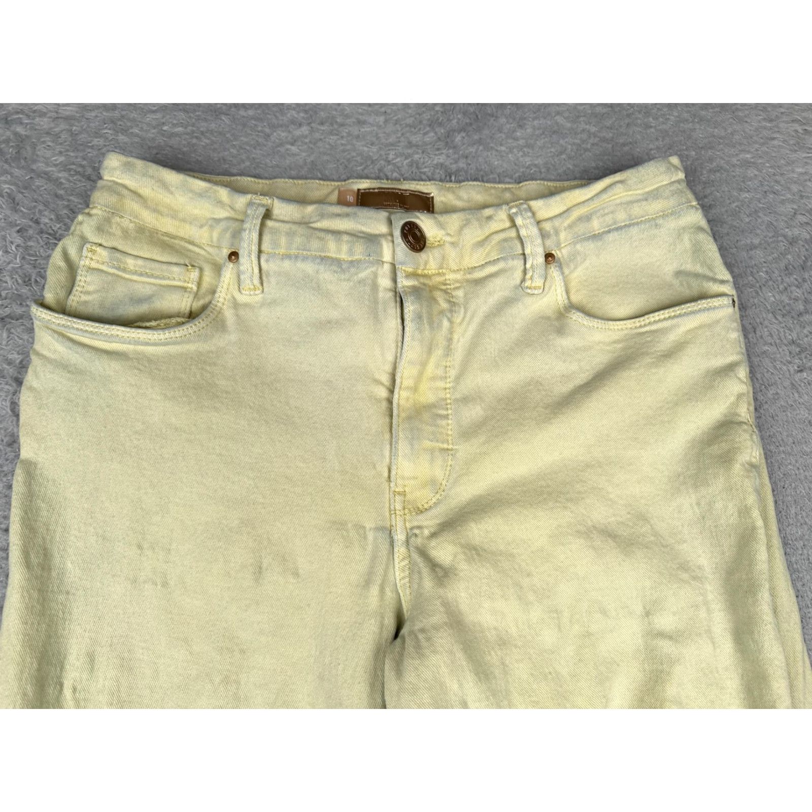 Vintage KUT From The Kloth Meg Jeans Wide Leg Womens 10 Yellow High Rise Stretch 29x28 Size 32" / US 10 / IT 46 - 4 Thumbnail
