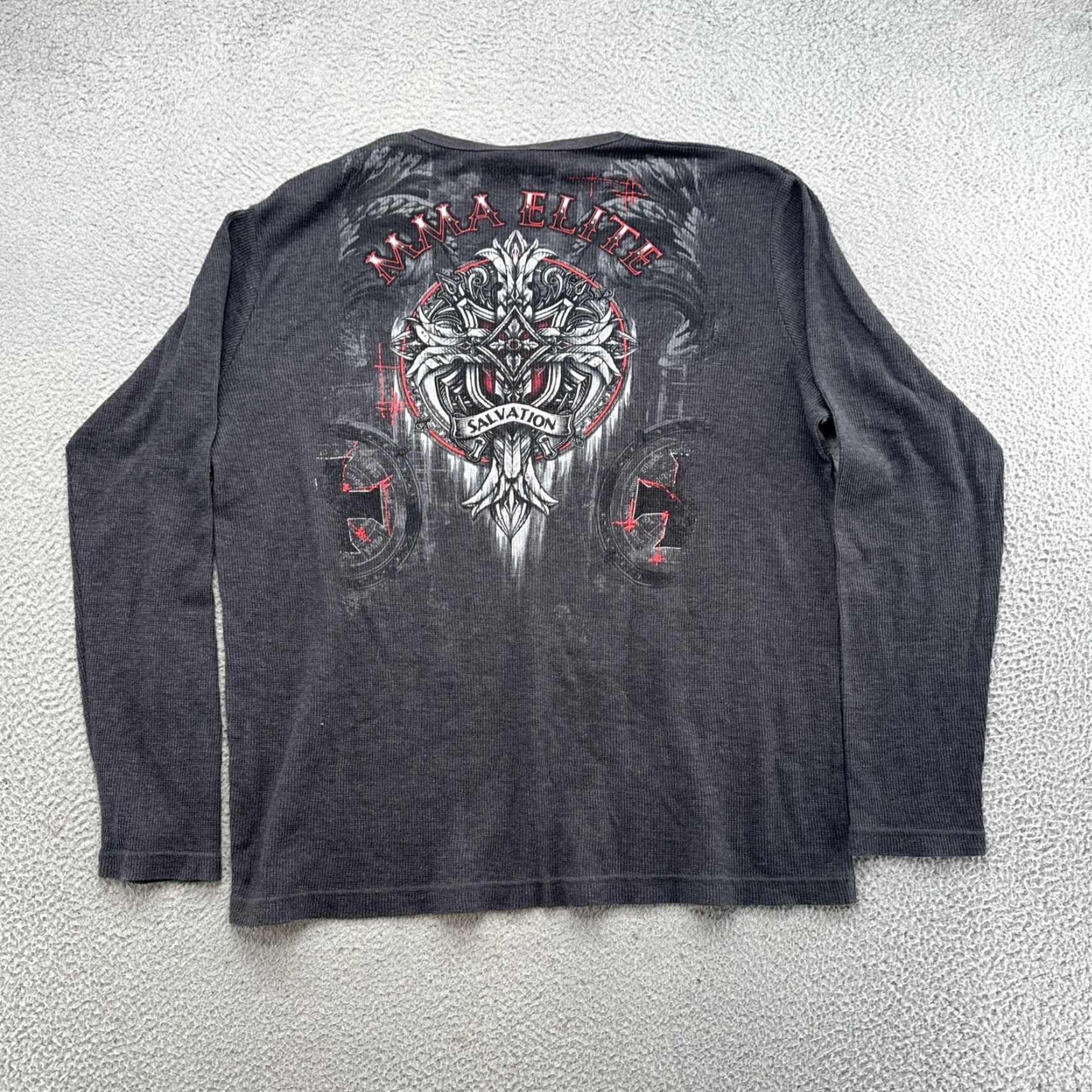 Vintage VINTAGE MMA Elite Thermal Long Sleeve Shirt Gray 2XL MMA Elite Salvation Grunge Y2K Crew Neck Men Size US XXL / EU 58 / 5 - 7 Thumbnail