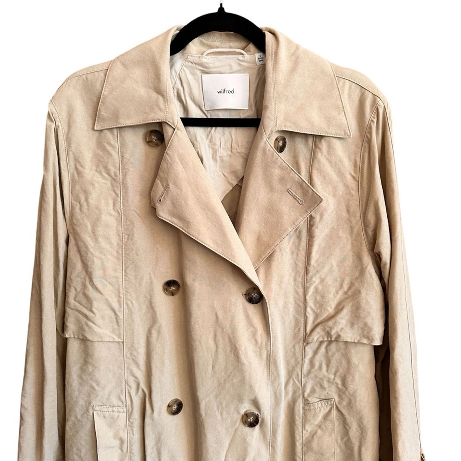 Aritzia Wilfred Phase Trench Coat – Light Birch (Tan/Cream) – Size S Size S / US 4 / IT 40 - 6 Thumbnail