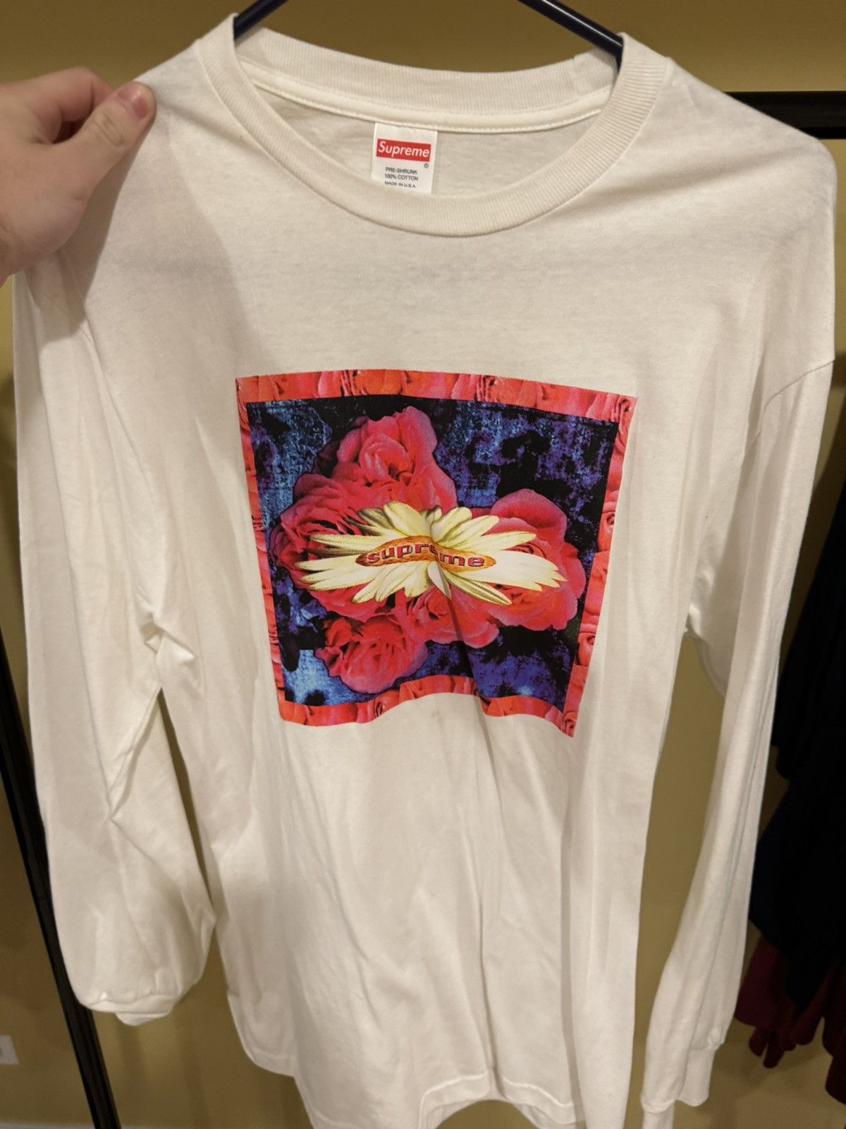 supreme flower LS white M