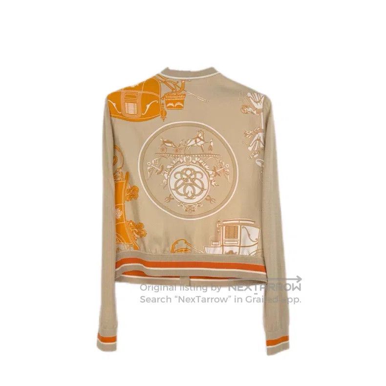 Hermes Hermes Khaki Wool Mulberry Silk Patchwork Design Cardigan Size XS / US 0-2 / IT 36-38 - 2 Thumbnail