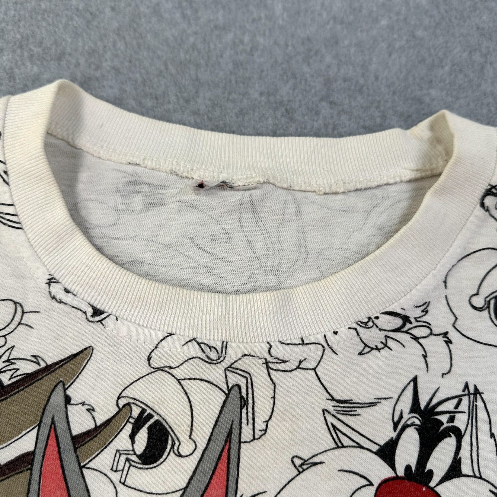 Vintage Looney Tunes All Over Print Shirt Mens XL White Character Graphic Tee Cartoon Size US XL / EU 56 / 4 - 3 Thumbnail