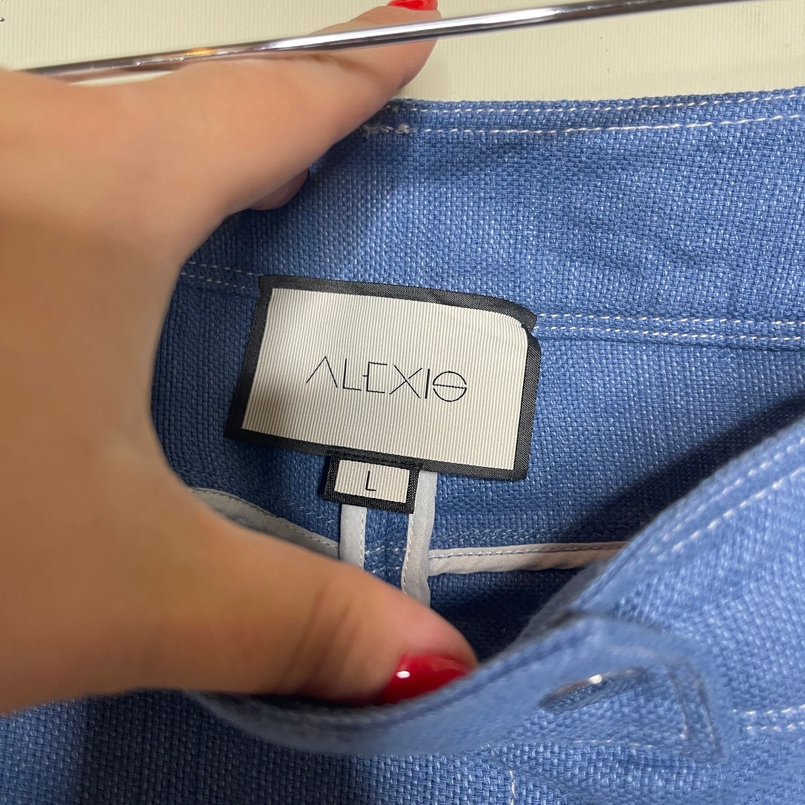 ALEXIS ALEXIS Jaymes Linen no stretch Tiered Shorts In Blue Sz L Size 28" / US 6 / IT 42 - 3 Thumbnail