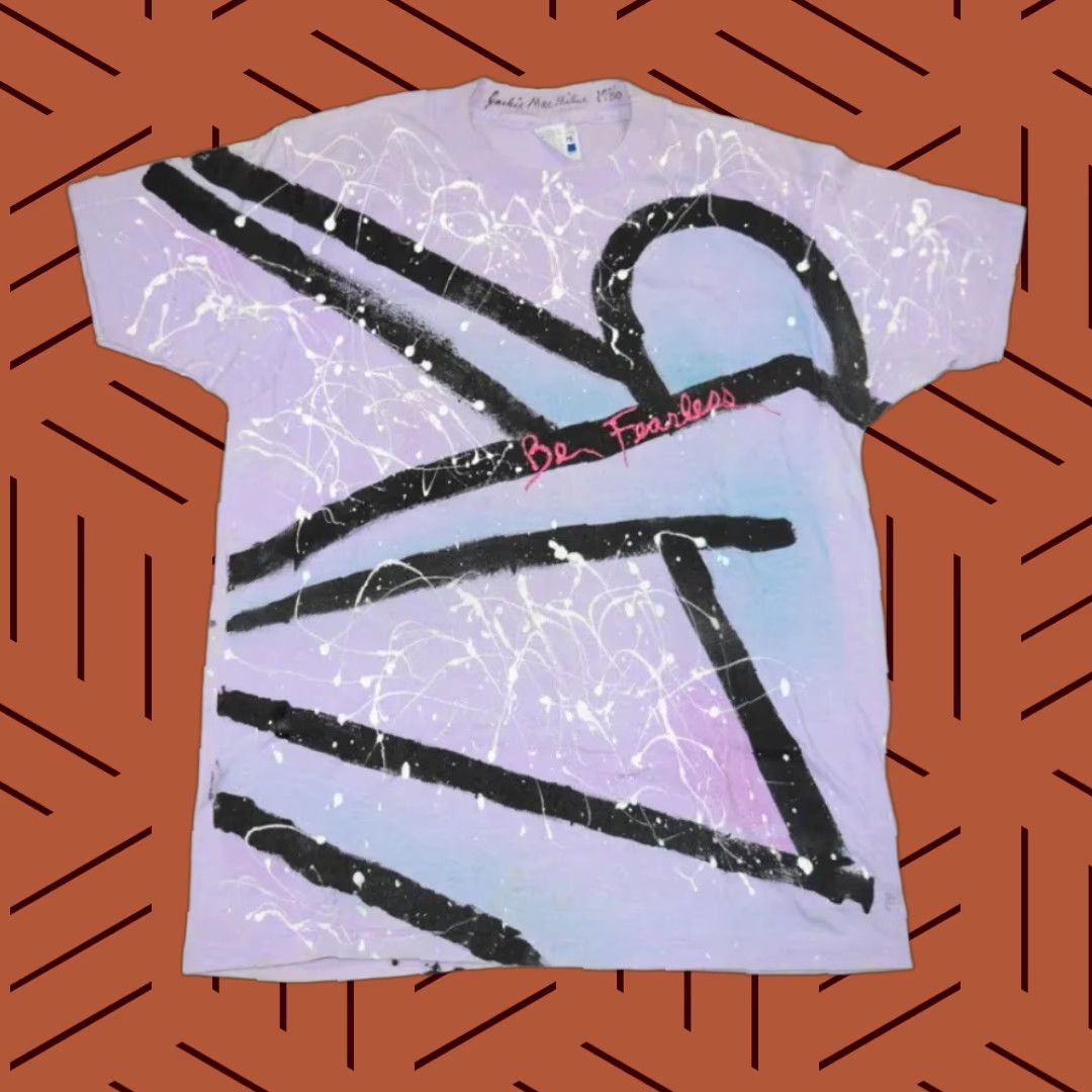 Vintage VINTAGE HANES 50/50 T-Shirt Shirt Unisex Adults L Pink Hand-Painted 1986 80s Punk Be Fearless NYC L Club Purple 1986 Size L / US 10 / IT 46 - 1 Thumbnail