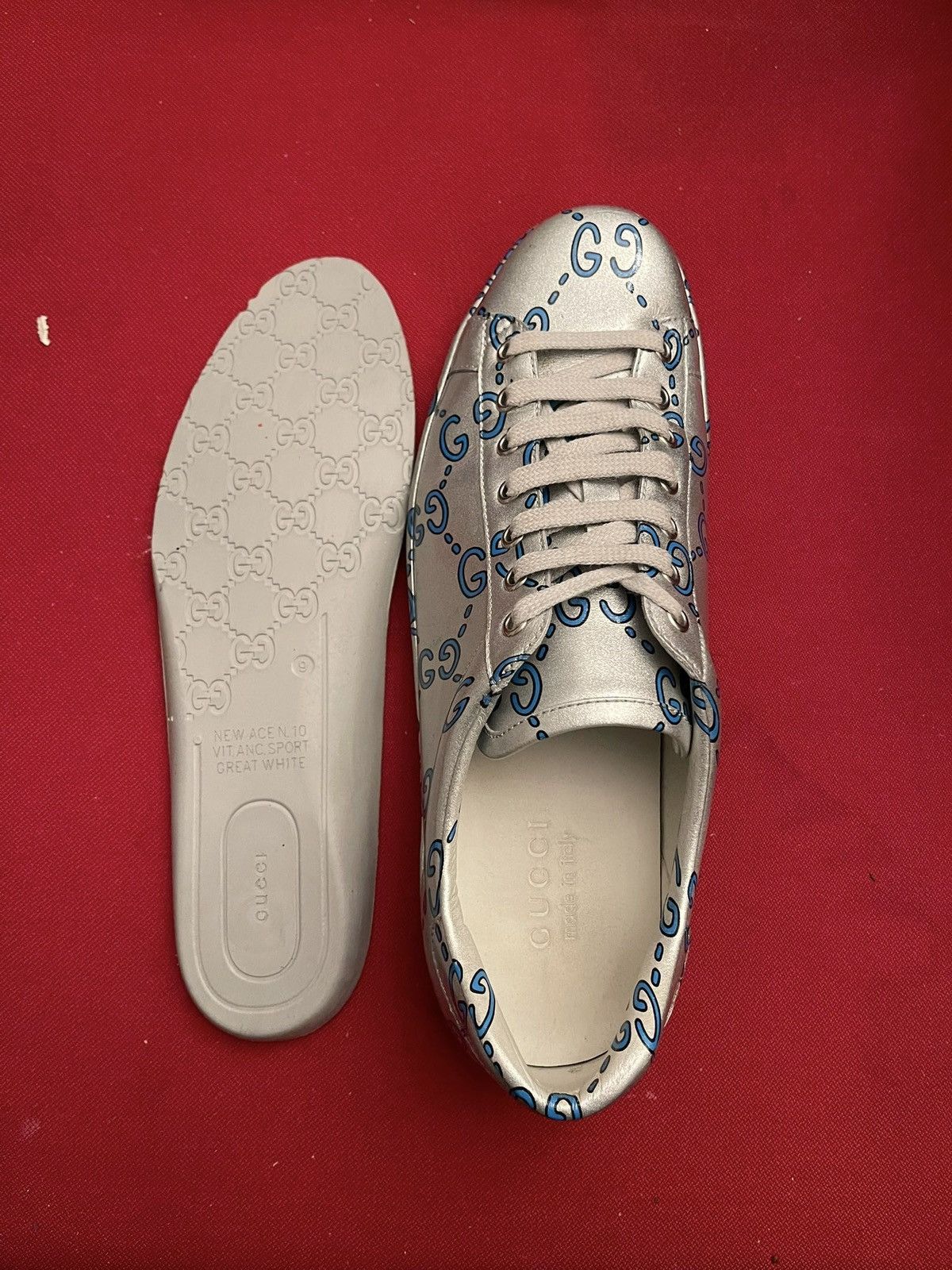 Gucci Gucci ACE GG silver Sneaker Size US 10.5 / EU 43-44 - 5 Thumbnail