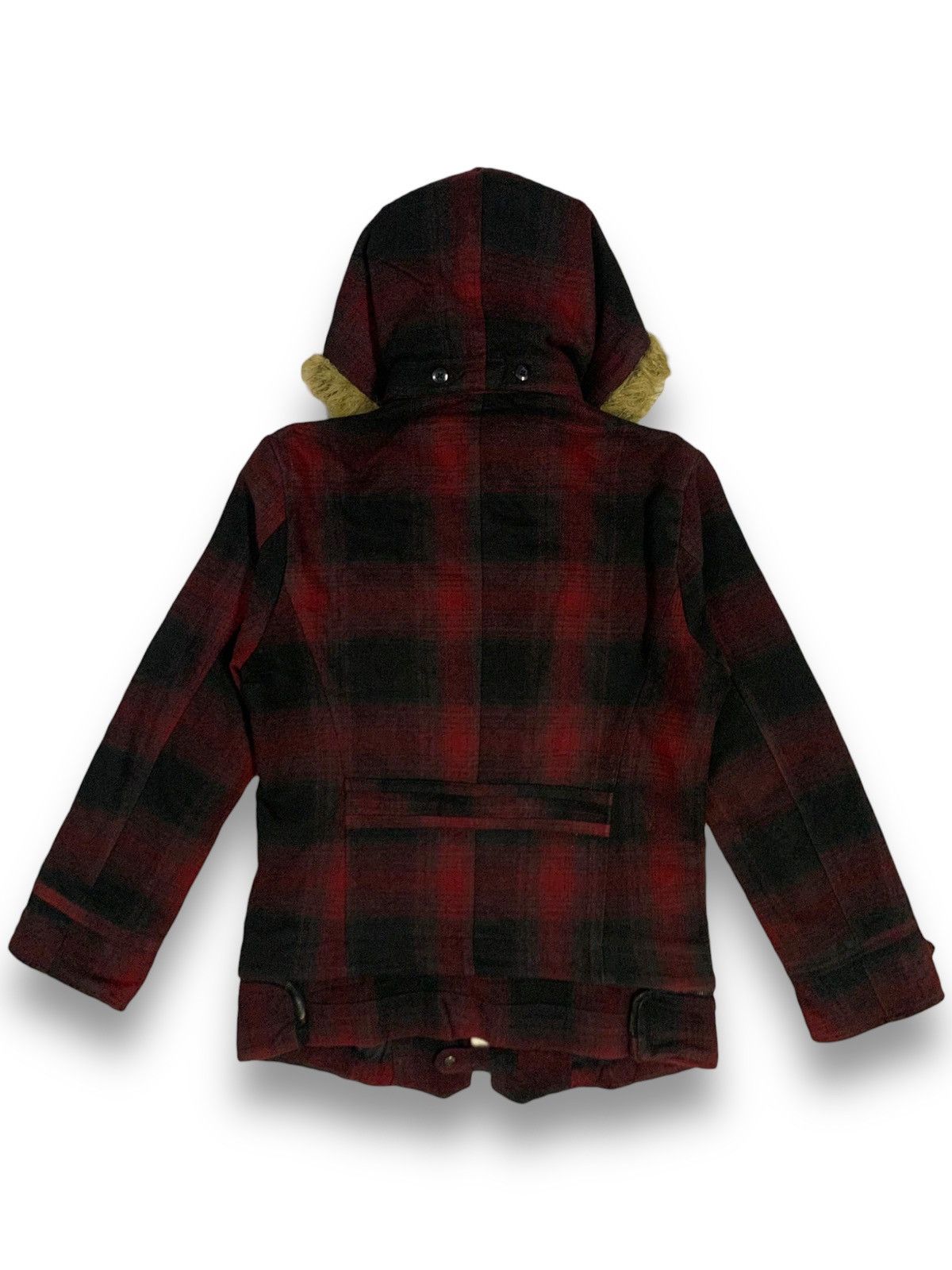 If Six Was Nine Vintage Black Baccara Checkered Faux Fur Hooded Punk Jacket Size US M / EU 48-50 / 2 - 2 Thumbnail