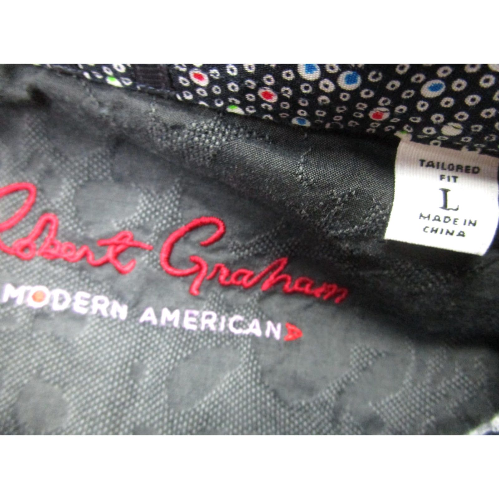 Robert Graham Robert Graham Shirt Mens Large Black Tailored Fit Long Sleeve Button-Up Geometric Cotton-Spandex Mens Size US L / EU 52-54 / 3 - 4 Thumbnail