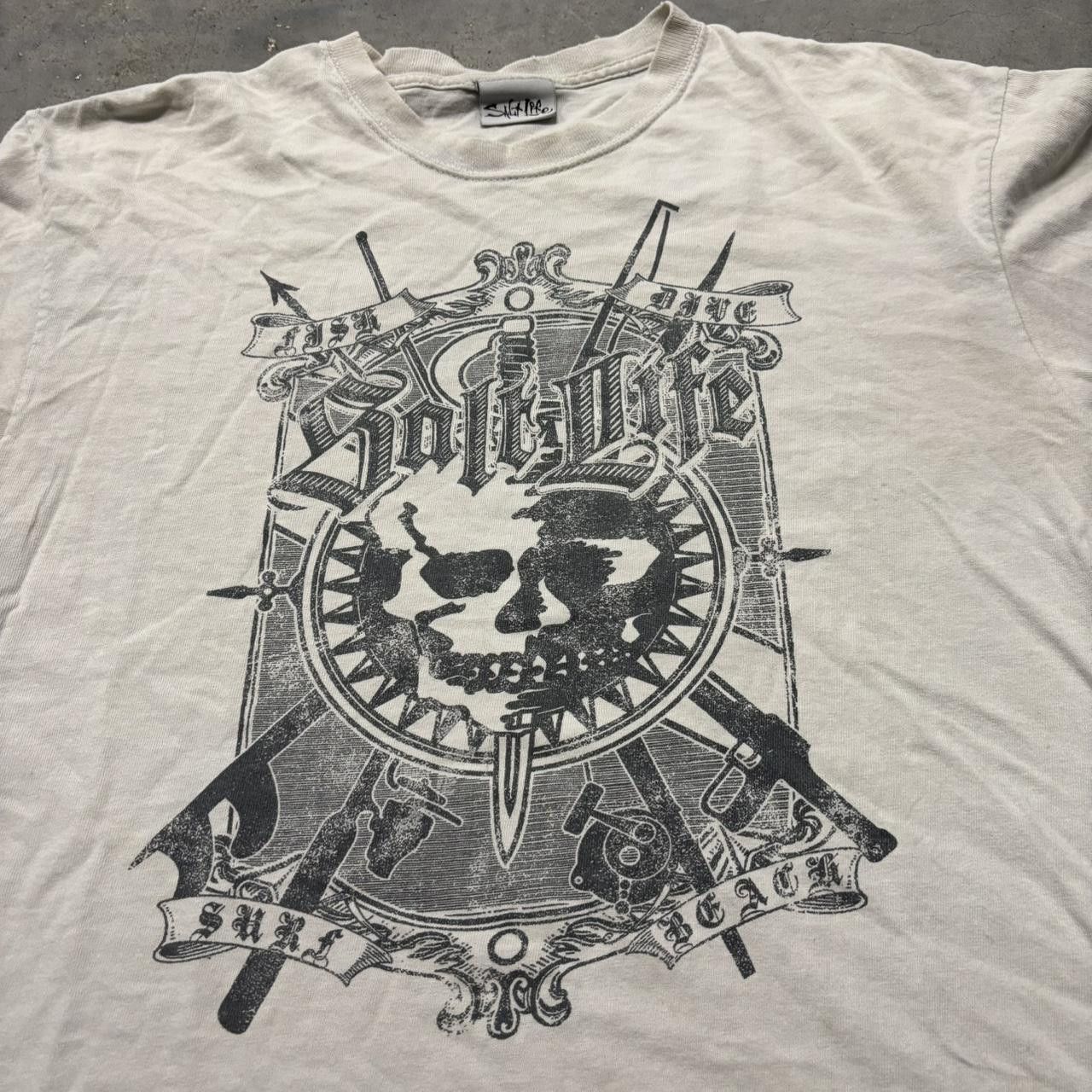Japanese Brand × Vintage Crazy Vintage Y2K/2000s Grunge White Cyber Goth Skulls Graphic Tee! Size US L / EU 52-54 / 3 - 2 Thumbnail
