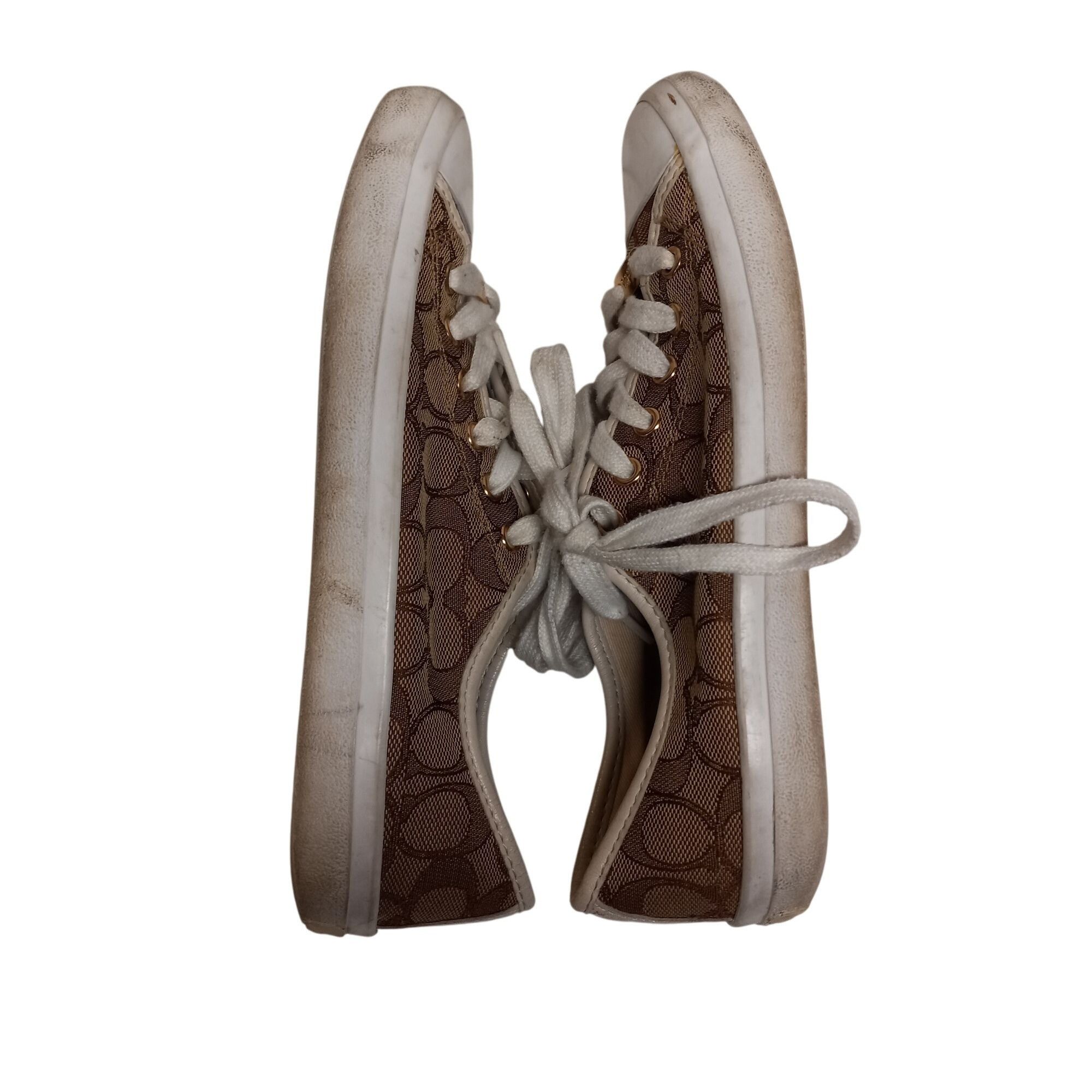 Coach Coach Size 8 8B Sneakers Signature Canvas Lace Up Brown Whit Size US 8 / IT 38 - 5 Thumbnail
