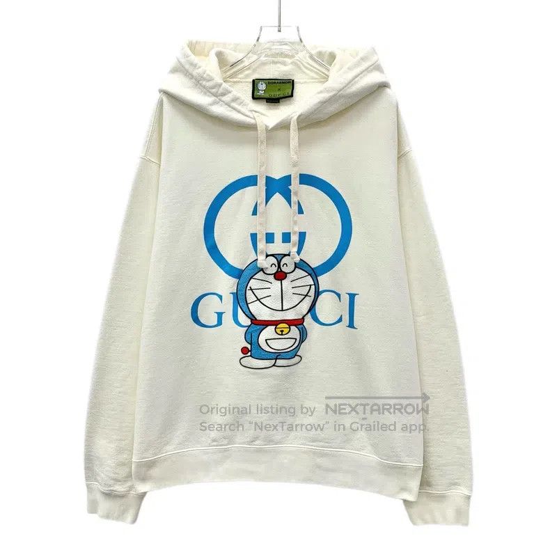 Gucci Gucci Beige logo letter Doraemon embroidered cotton hooded Size US L / EU 52-54 / 3 - 1 Thumbnail