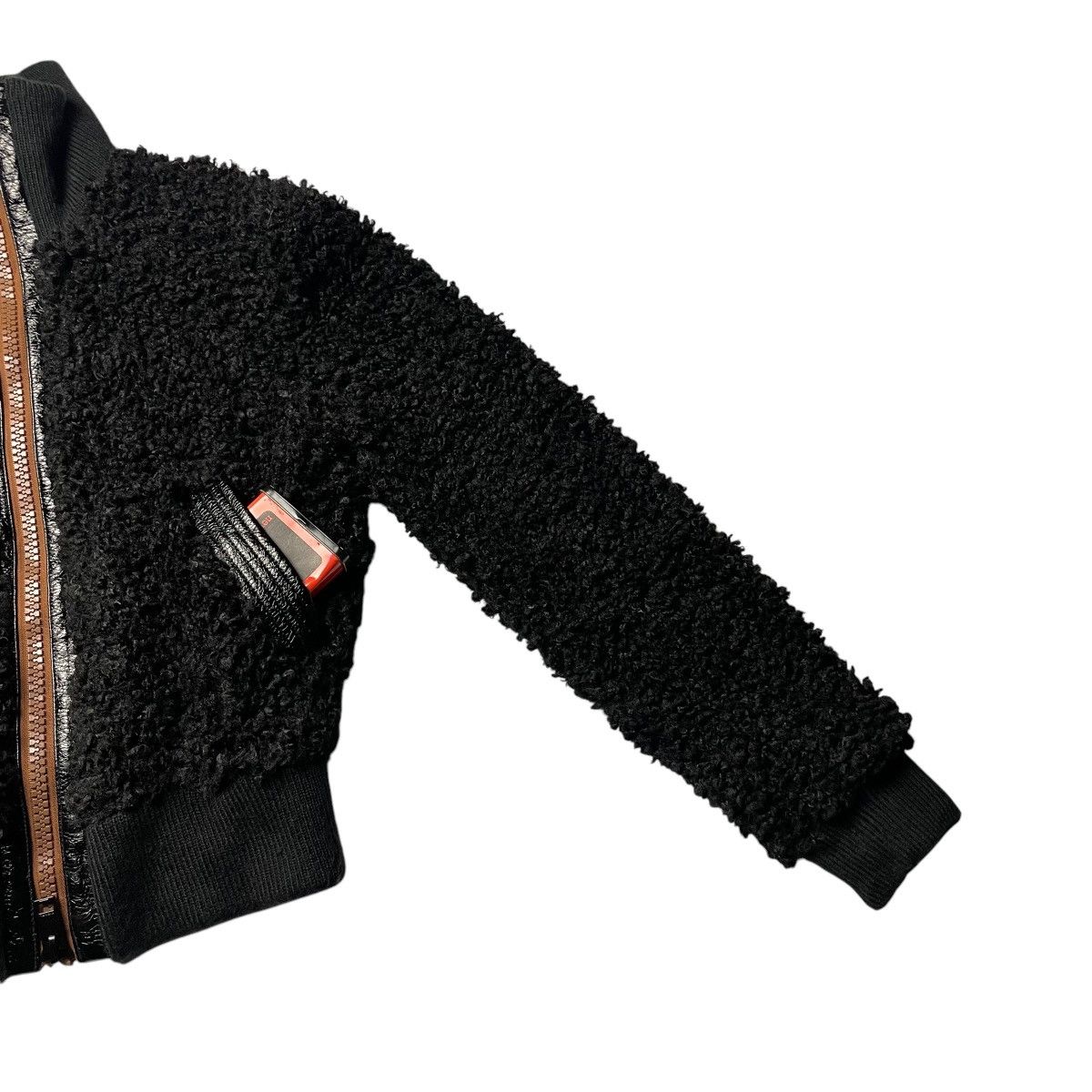 Diesel DIESEL FLEECE + LEATHER FULL ZIP BOMBER JACKET Size US S / EU 44-46 / 1 - 5 Thumbnail
