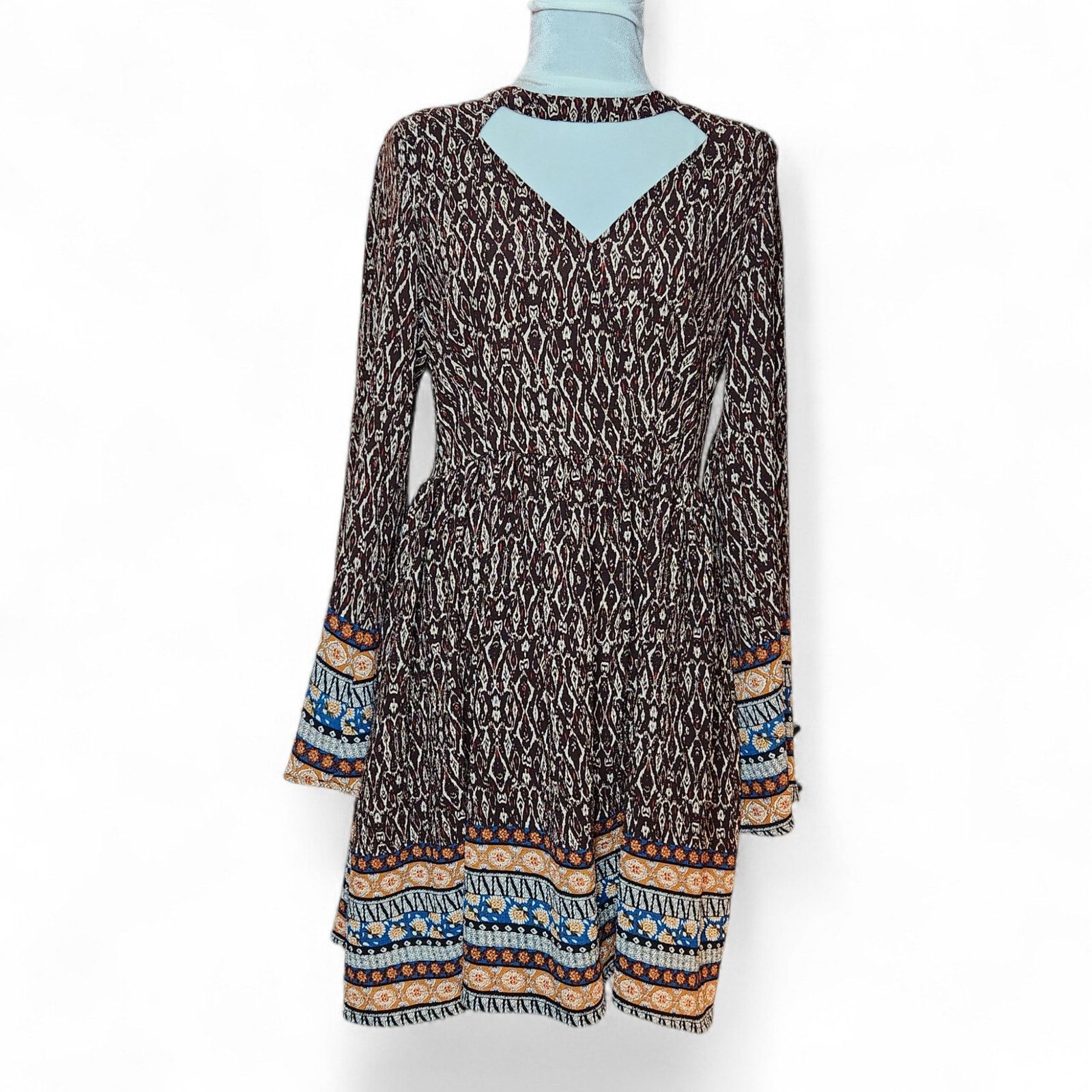 Other Coco + Carmen Brown Pattern Faux Wrap Dress - Size S/M Size S / US 4 / IT 40 - 1 Thumbnail