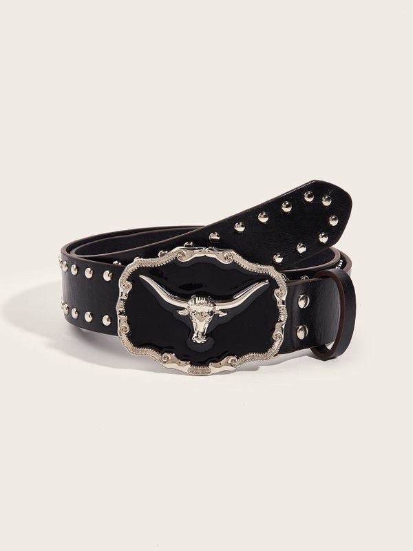 Designer Retro Vintage Belt Riveted Belts Menswear Accessories Size ONE SIZE - 5 Thumbnail