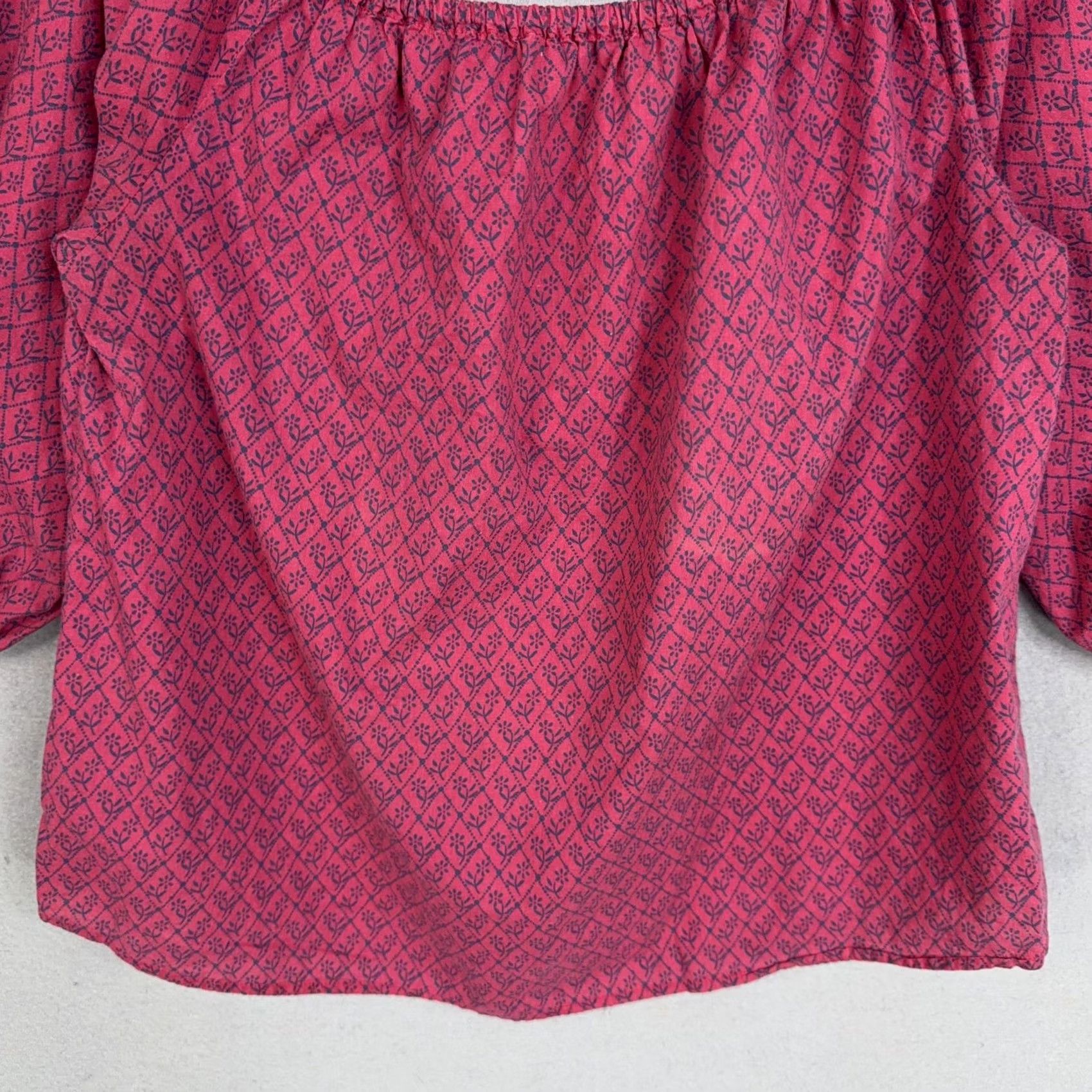 Vintage Maeve Blouse Womens Medium Pink Floral Puff Boho Flow Casual Size M / US 6-8 / IT 42-44 - 3 Thumbnail