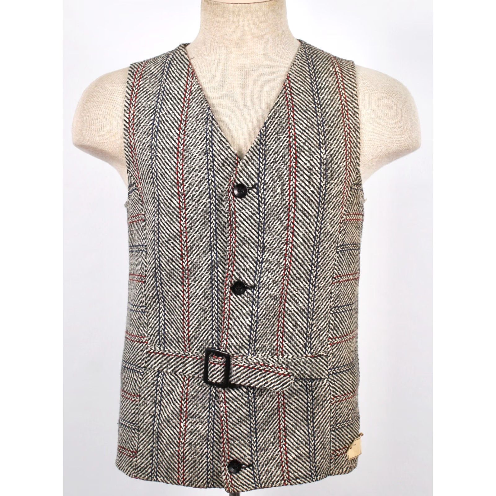 Vintage VTG 60s Boy's Vest Outfit Tweed Tunic Pants Set Black White Red Size 18 1960s Classic Vintage Boys Clothing Size 48R - 3 Thumbnail