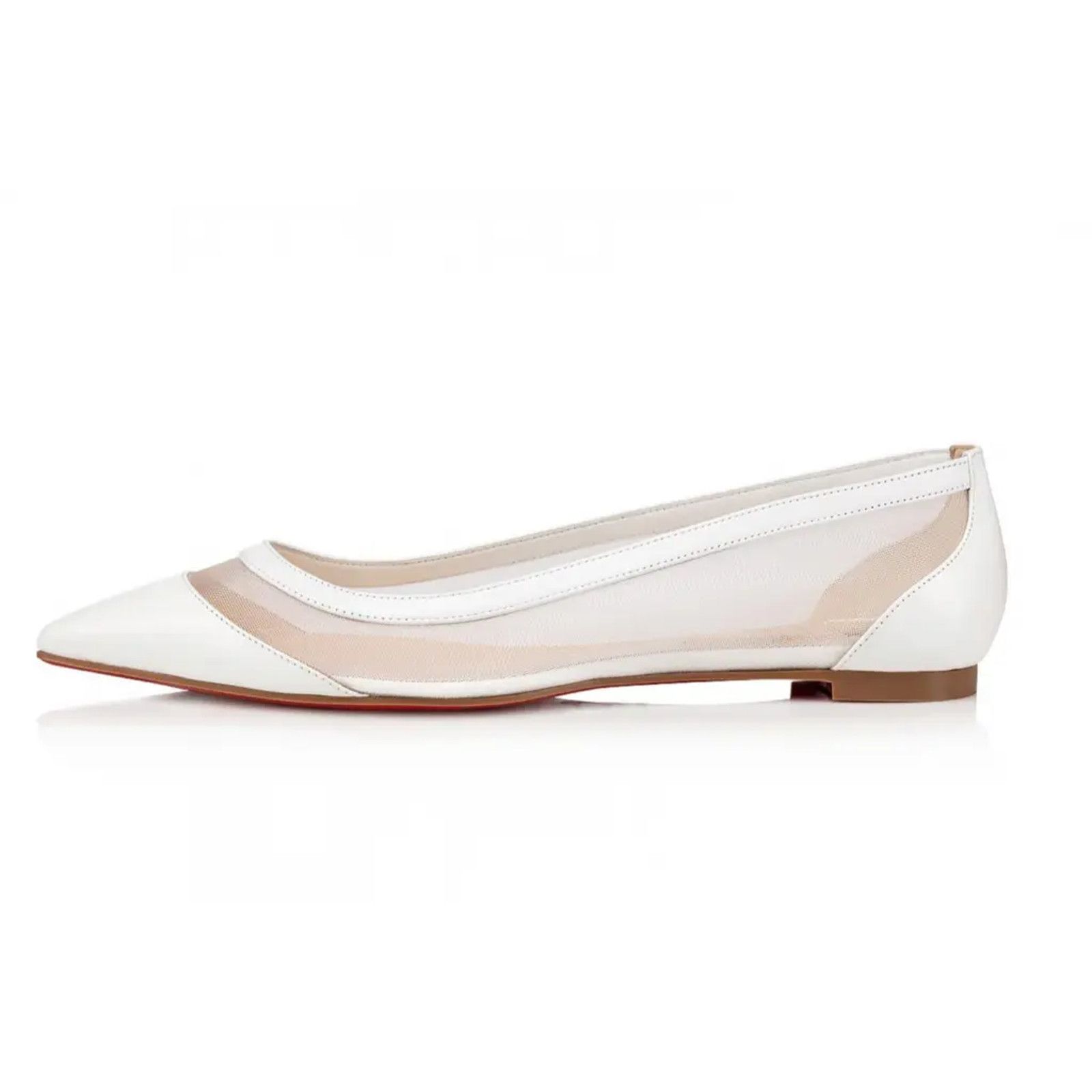 Christian Louboutin Christian Louboutin Galativi Flat White Leather Nude Size US 5 / IT 35 - 3 Thumbnail
