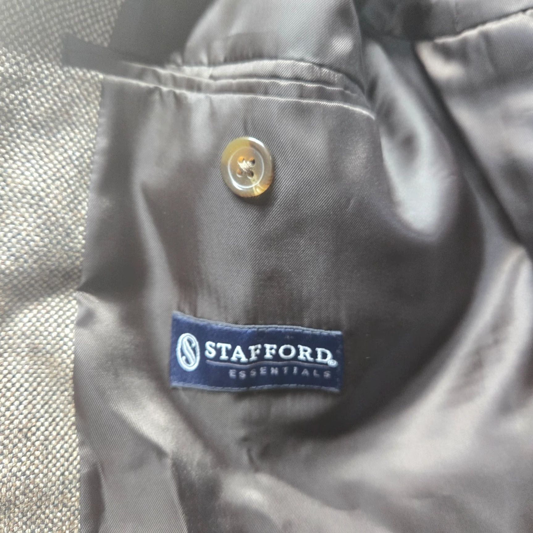Stafford Stafford Wool Suit Jacket Regular 46L Long Men Adult Brown Notch Two-Button Single-Breasted 100% Wool Coat Business Jacket Size 46R - 5 Thumbnail
