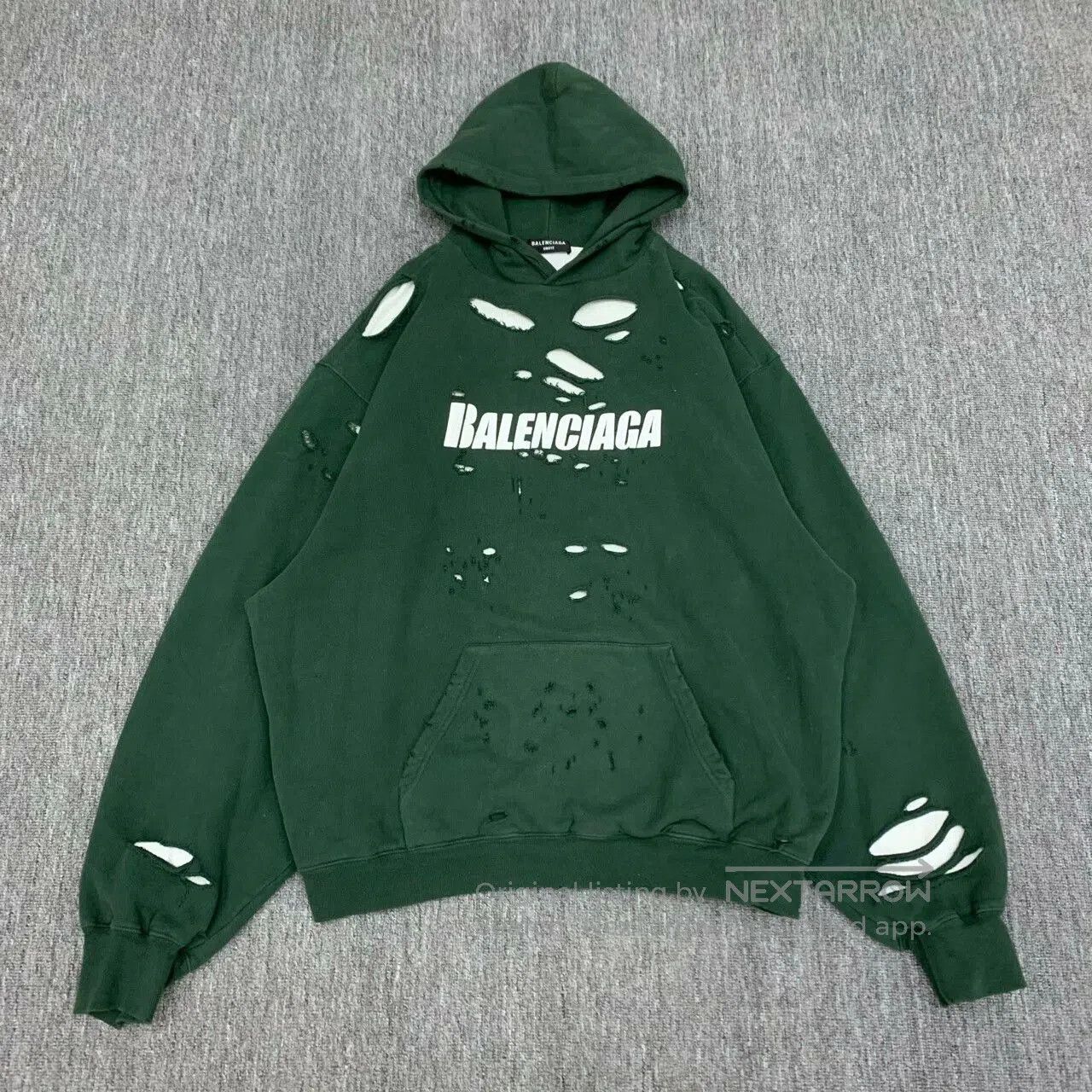 Balenciaga balenciaga green distressed hoodie sweatshirt. Size US XS / EU 42 / 0 - 1 Thumbnail