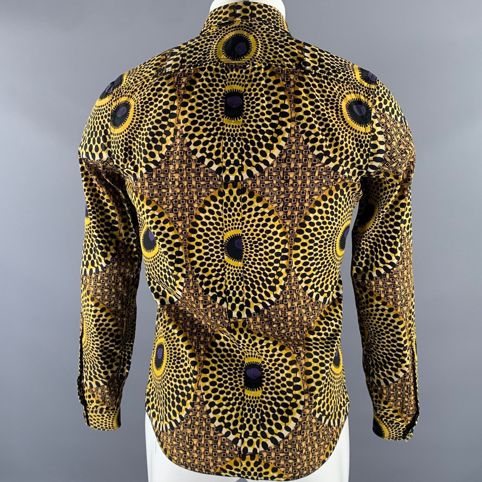 Burberry BURBERRY Size XS Gold Black Ankara Cotton Long Sleeve Shirt Size US XS / EU 42 / 0 - 4 Thumbnail
