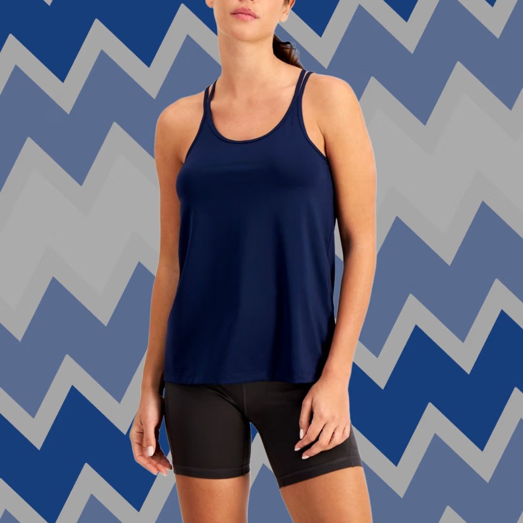 Vintage Ideology Top Womens 2XL Blue Active Scoop Neck Strappy Back Tank Indigo Sea Size XXL / US 16-18 / IT 52-54 - 1 Thumbnail