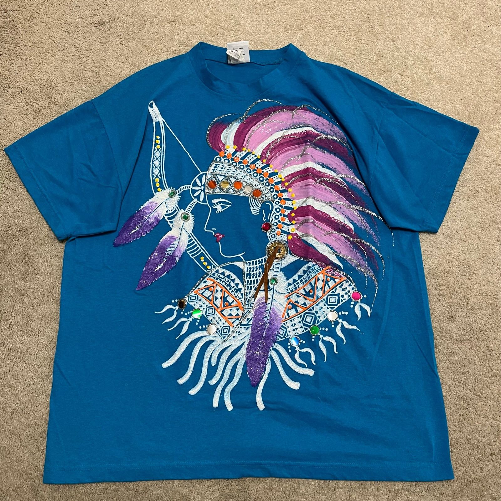 Other Vintage California Native Chief Painted Blue Graphic Shirt Size US L / EU 52-54 / 3 - 1 Thumbnail