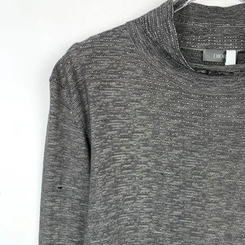Dior Dior Logo embroidery turtleneck gray striped mulberry silk Size US M / EU 48-50 / 2 - 3 Thumbnail