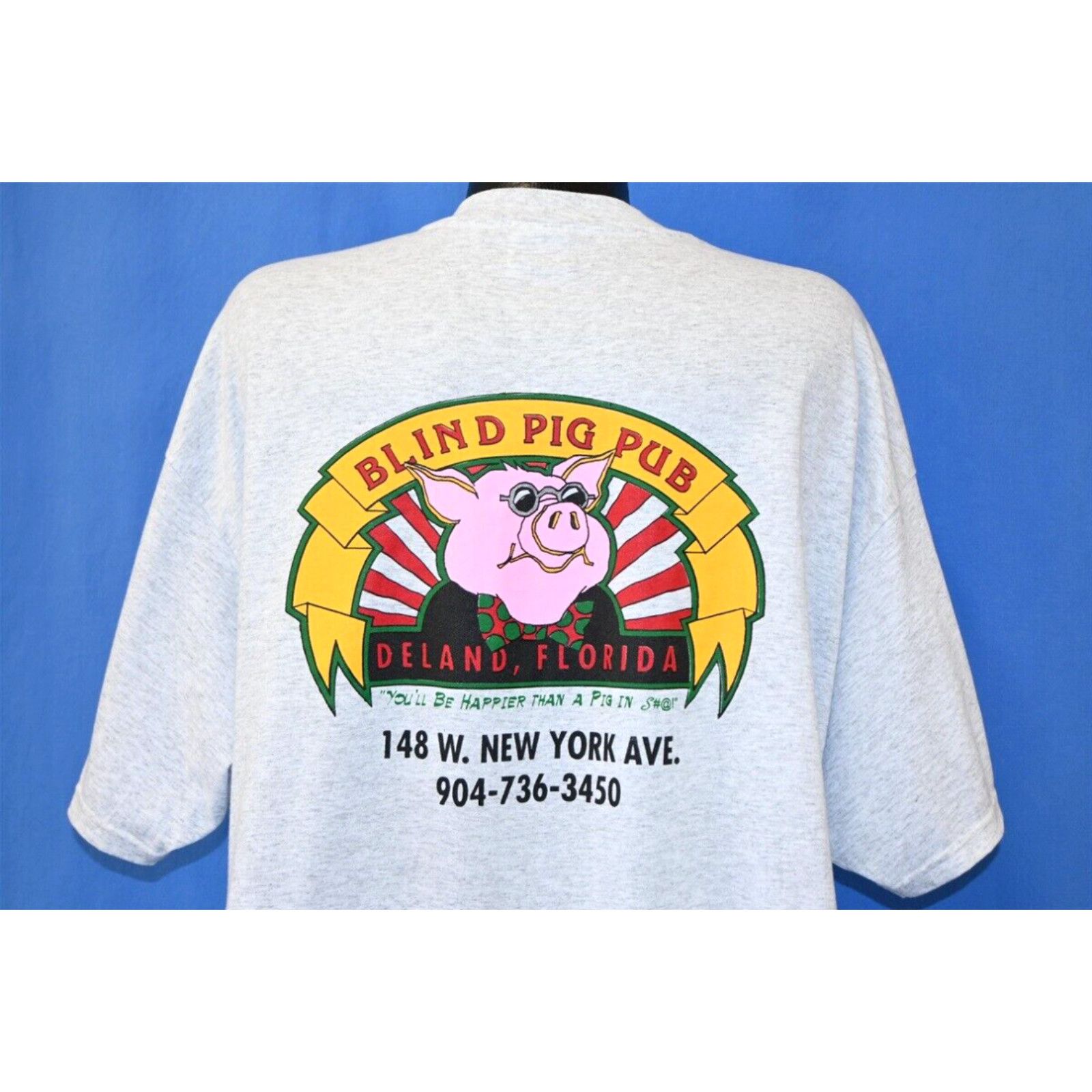 image of Hanes Vintage 80's Blind Pig Pub Deland Fl Local Bar Restaurant Souvenir T-Shirt 2Xl in White, Men'