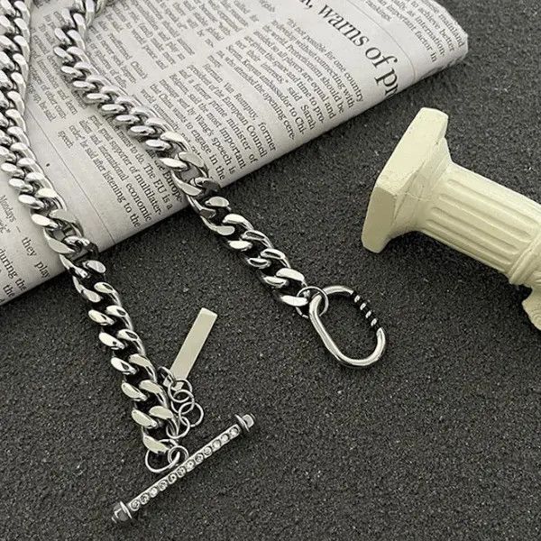 Other Titanium Steel Link Chain Necklace for Men Women Hip Hop Size ONE SIZE - 3 Thumbnail