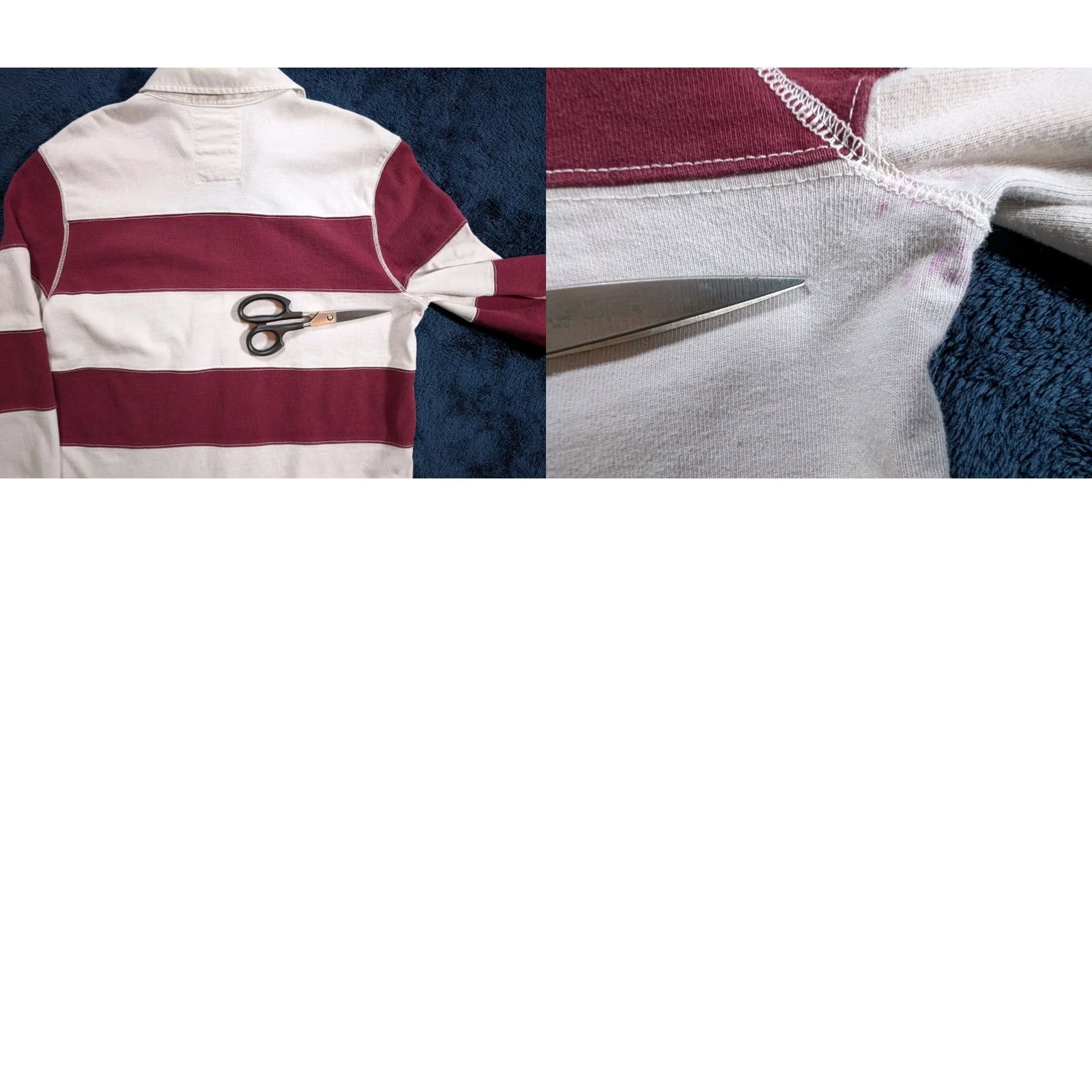 Express EXPRESS Rugby Shirt Mens Large 100% Cotton Burgundy Red & White Striped Long Sleeve Collared Shirt Size US L / EU 52-54 / 3 - 9 Thumbnail