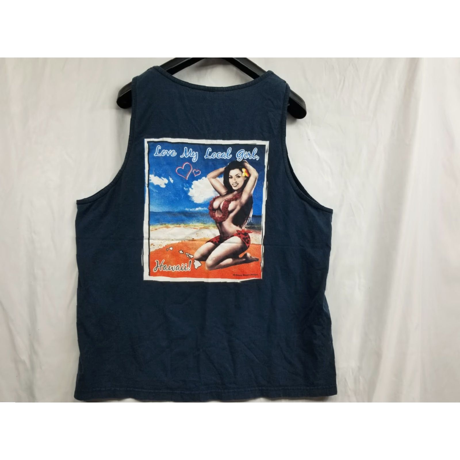 Vintage Hawaii Love My Local Girl TANK TOP Mens XL Blue See Pics Bleach Distressed Size US XL / EU 56 / 4 - 2 Thumbnail