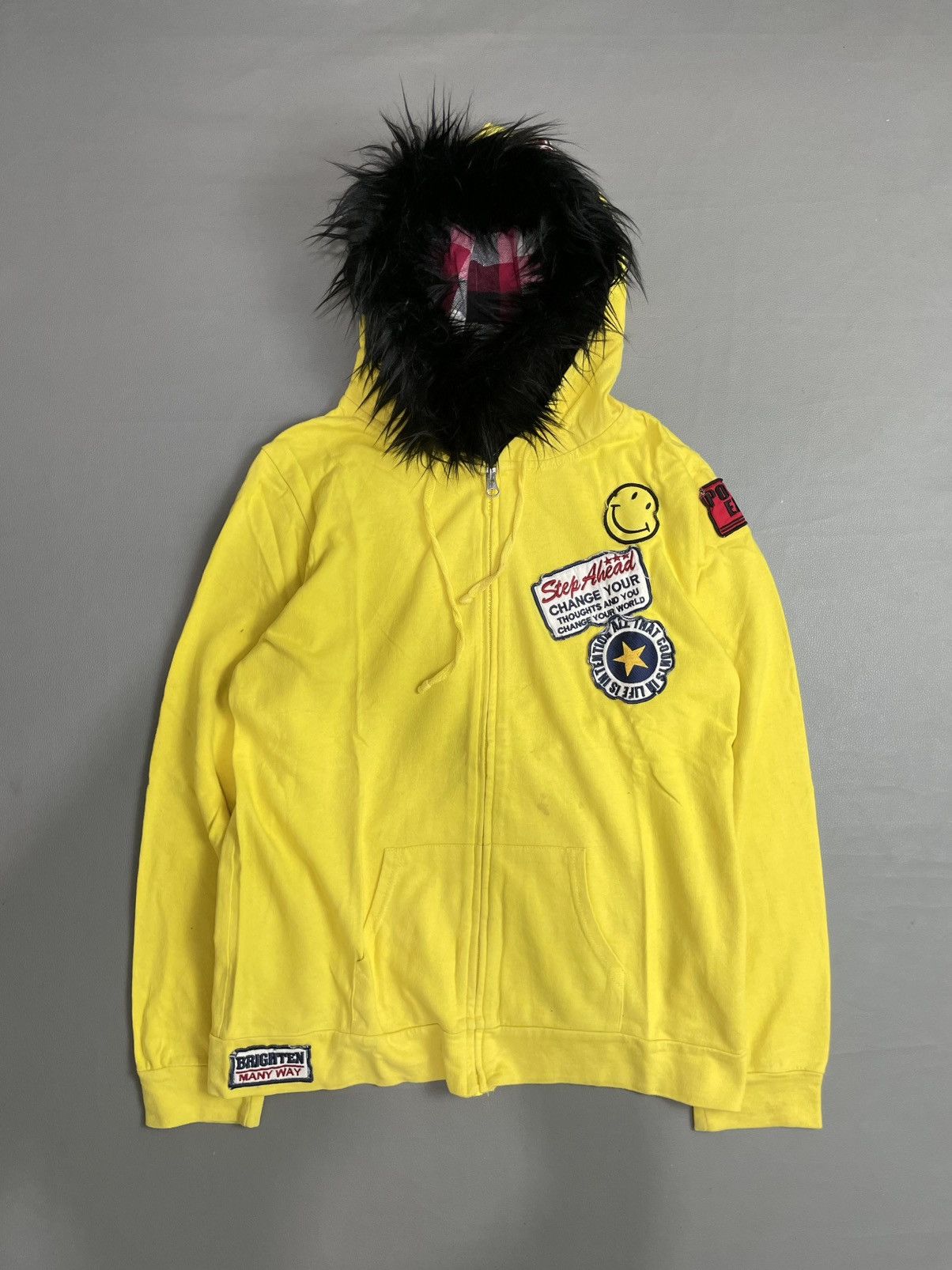 Hysteric Glamour Harvey Ball Patchwork Fur Hoodie Size L / US 10 / IT 46 - 1 Thumbnail
