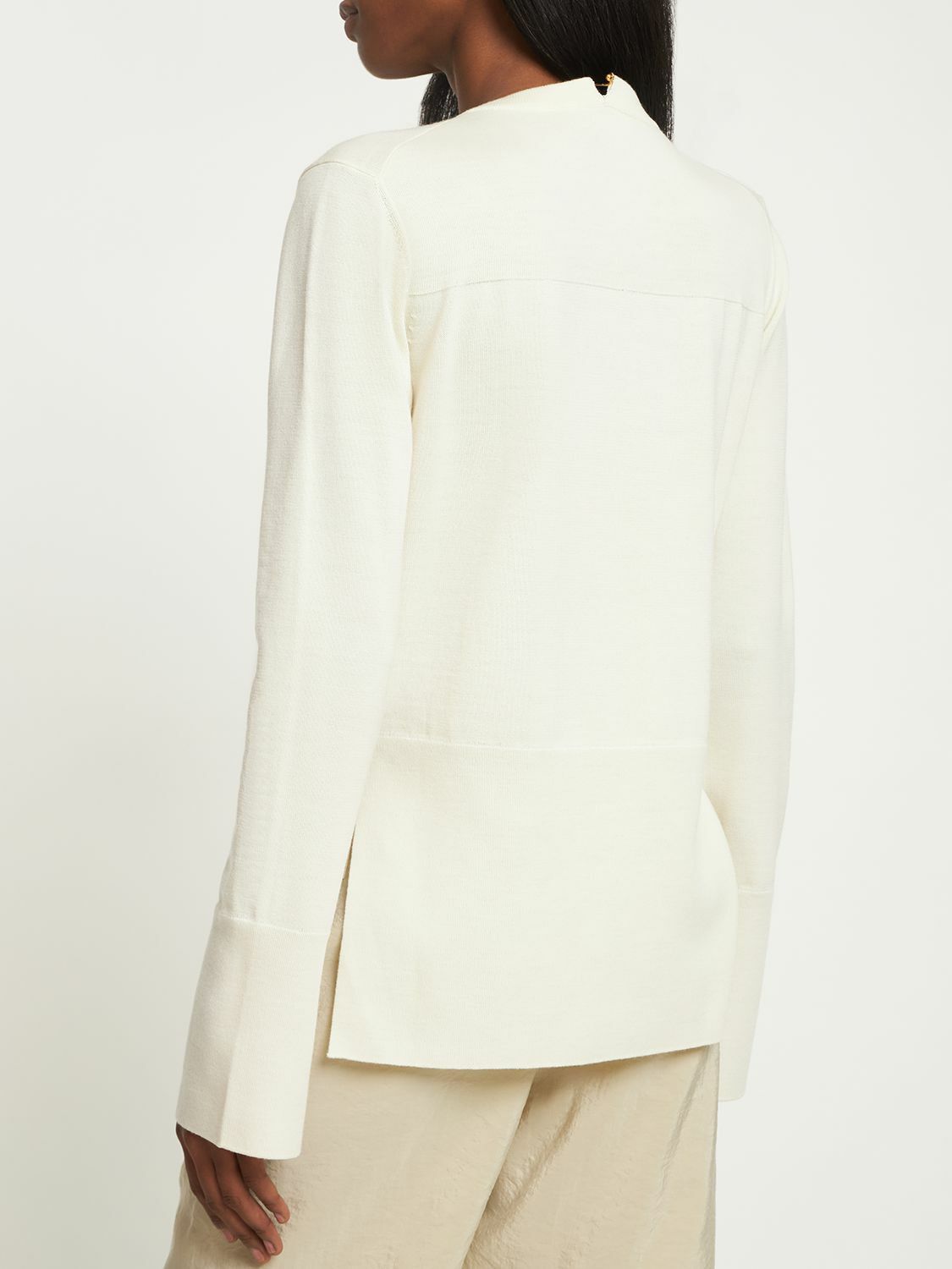 Jil Sander o1y1025 V-Neck Sweater in Ivory Size XS / US 0-2 / IT 36-38 - 3 Thumbnail