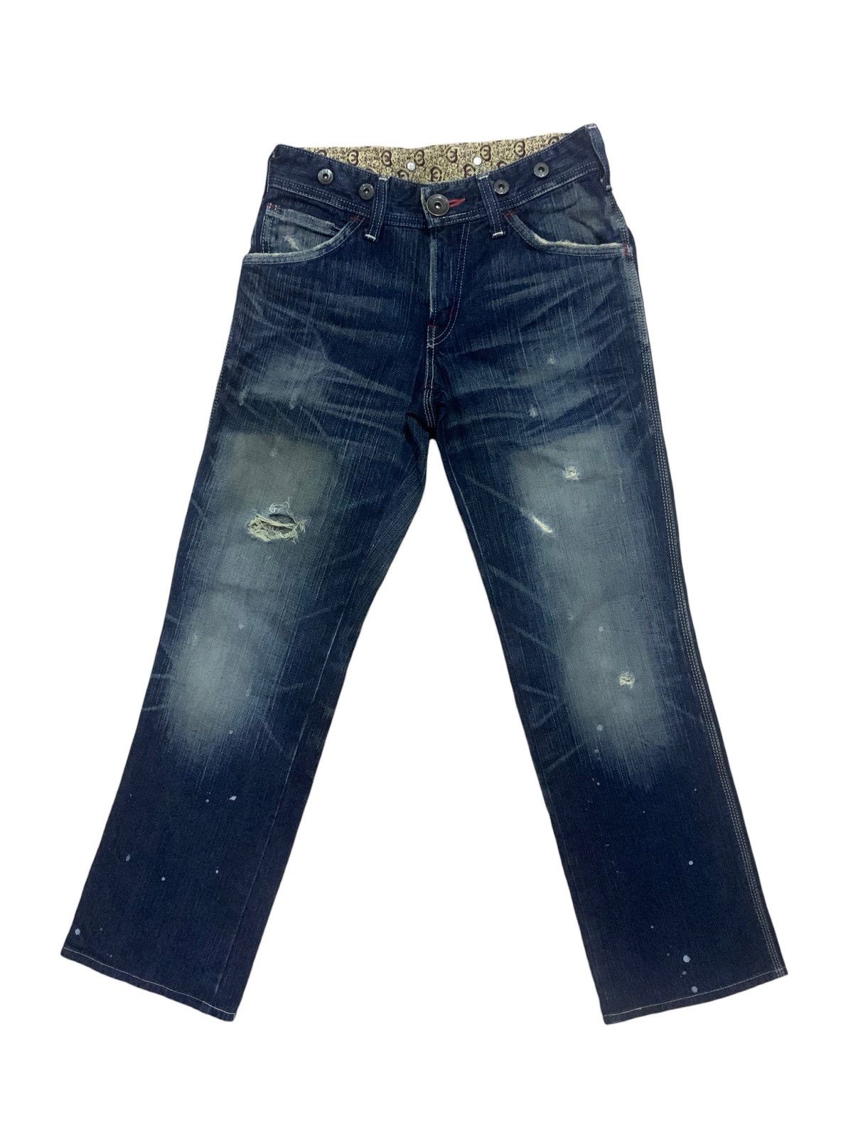 🔥Last Drop🔥 Edwin Blue Trip Leather Pocket Distress Jean