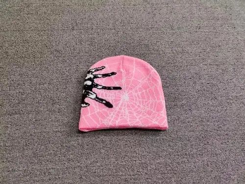 Other Spider Web Graphic No Cuff Beanie Hat Pink Size ONE SIZE - 2 Thumbnail
