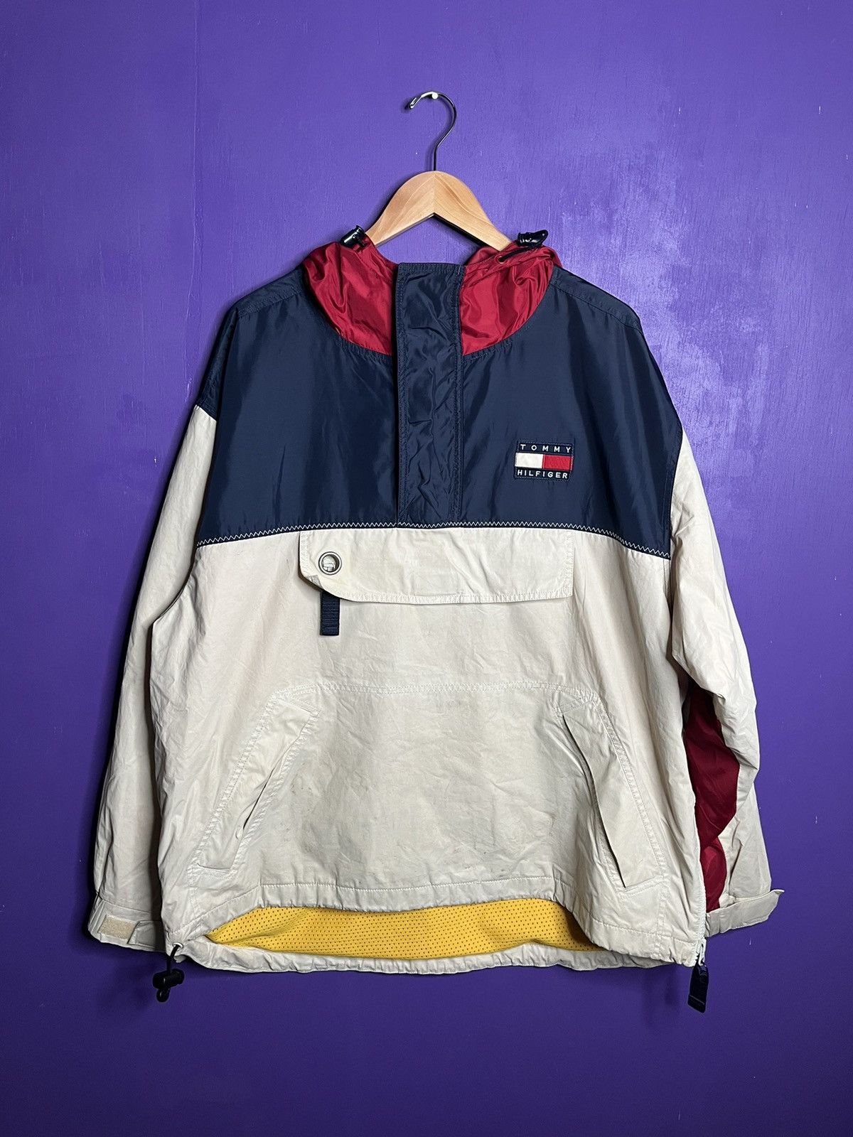 Vintage 90s Tommy Hilfiger quarter zip rain jacket