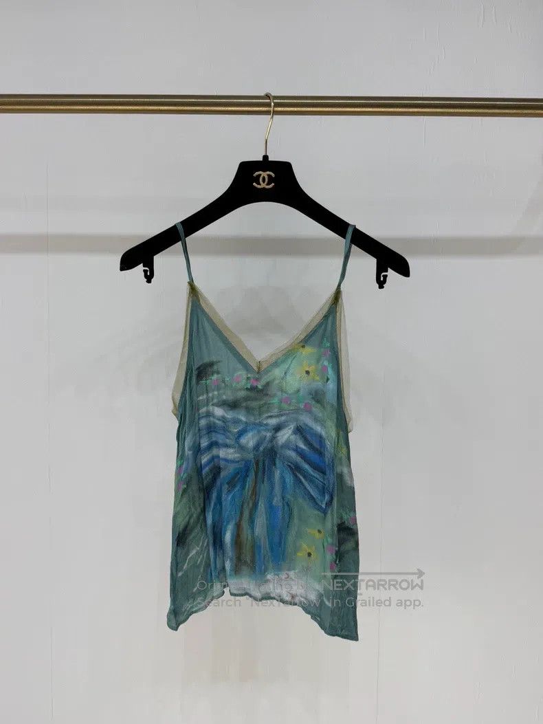 Acne Studios Acne Studios Satin Bow Printed V-Neck Camisole Size XS / US 0-2 / IT 36-38 - 1 Thumbnail