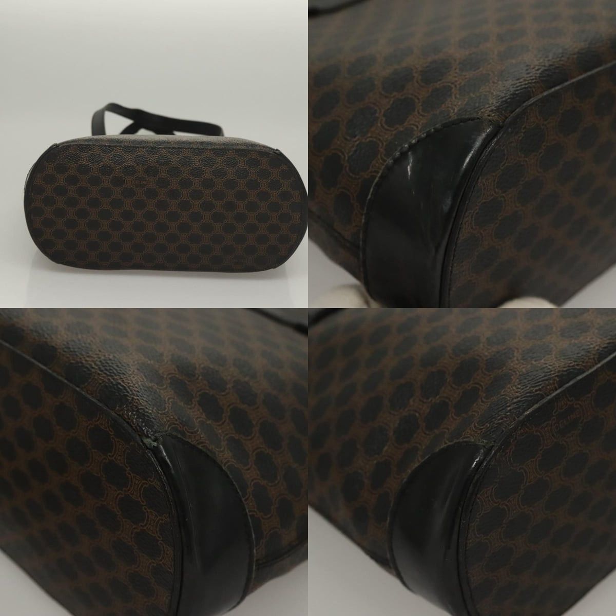 Celine CELINE Macadam Canvas Hand Bag Pvc Leather Black Gold Size ONE SIZE - 10 Thumbnail