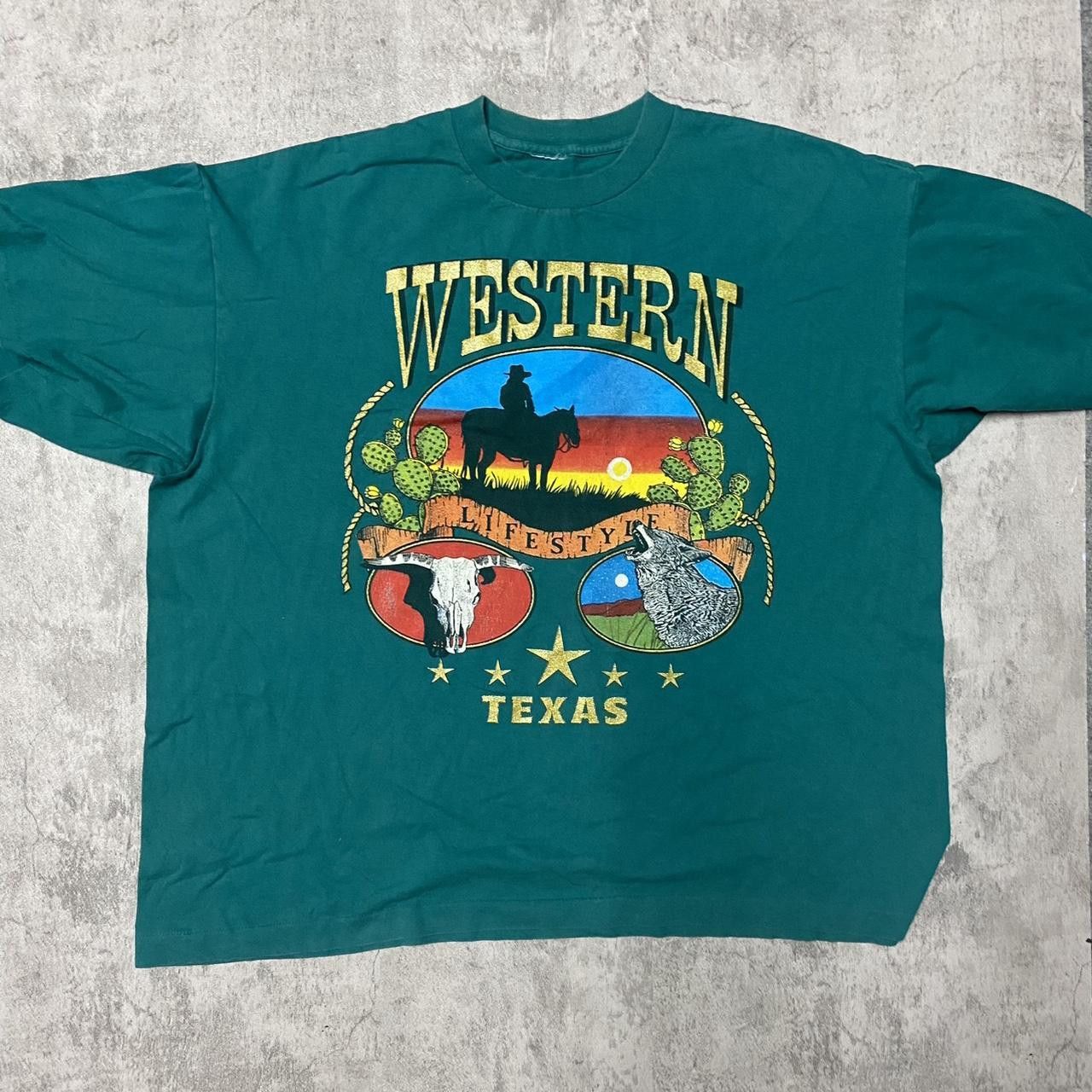 Other 1990s Western Lifestyle green cotton t-shirt #westernvibes Size US L / EU 52-54 / 3 - 1 Thumbnail