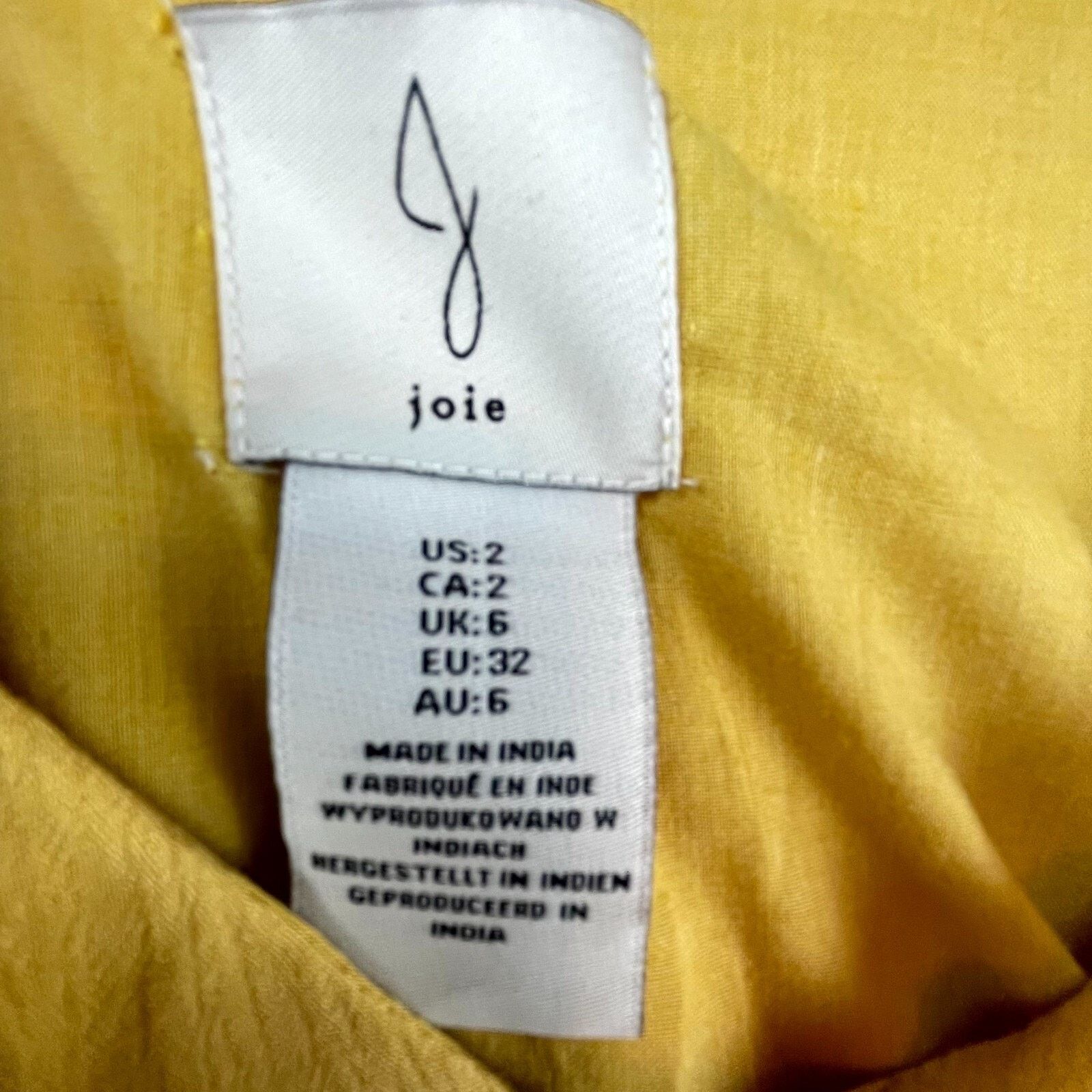 Joie Joie Dress 2 Mustard Yellow Tiered Ruffle Cottage Peasant Size XS / US 0-2 / IT 36-38 - 3 Thumbnail