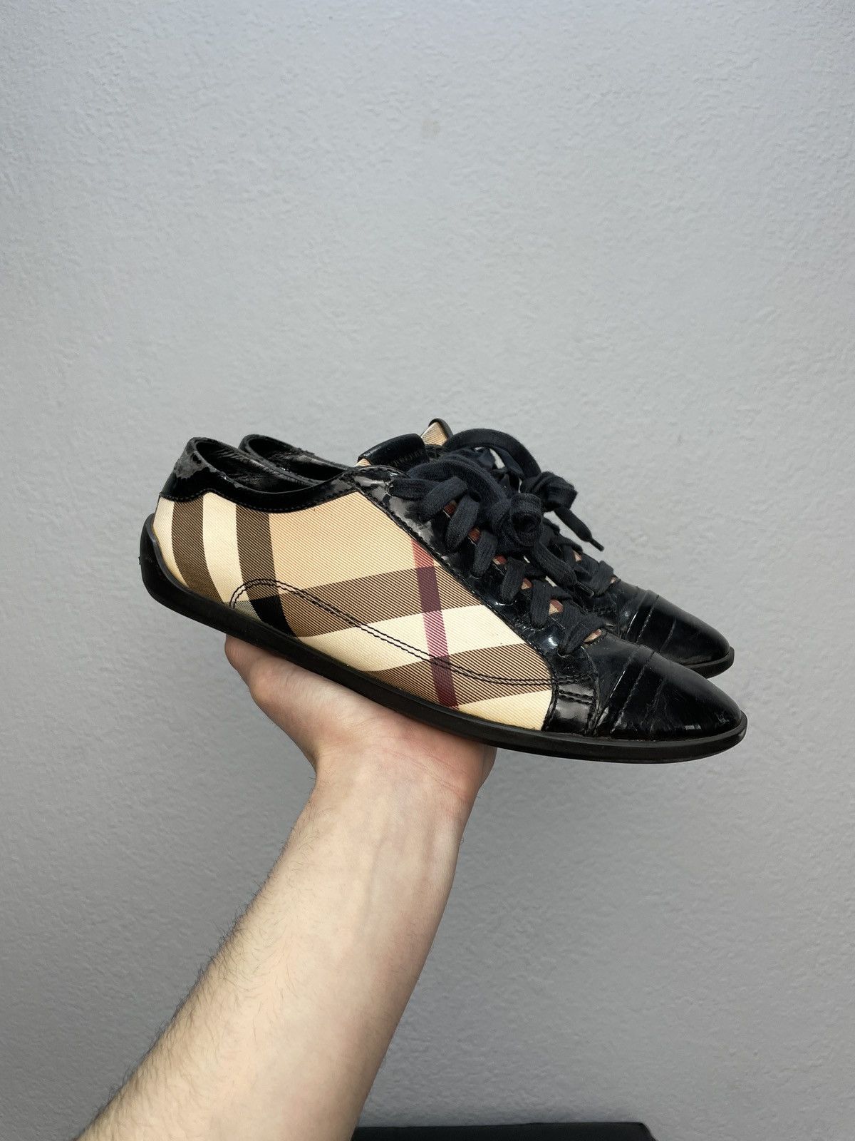 Burberry × Vintage Vintage Y2K Burberry Nova check Leather Sneakers Shoes Size US 8 / IT 38 - 4 Thumbnail