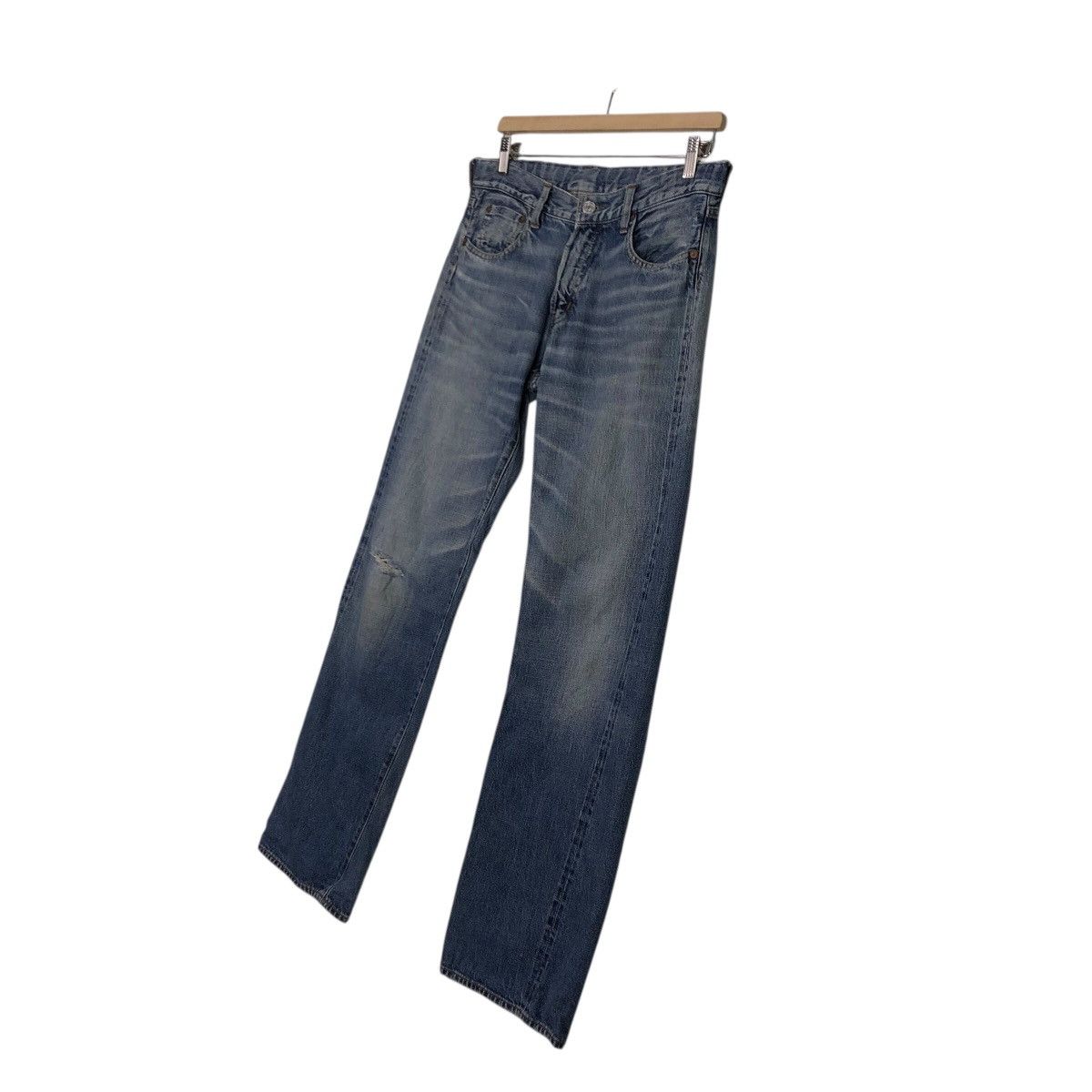 Japanese Brand Denim & Dungaree Distressed Straight Fit Sanforized Denim Size 32" / US 10 / IT 46 - 3 Thumbnail