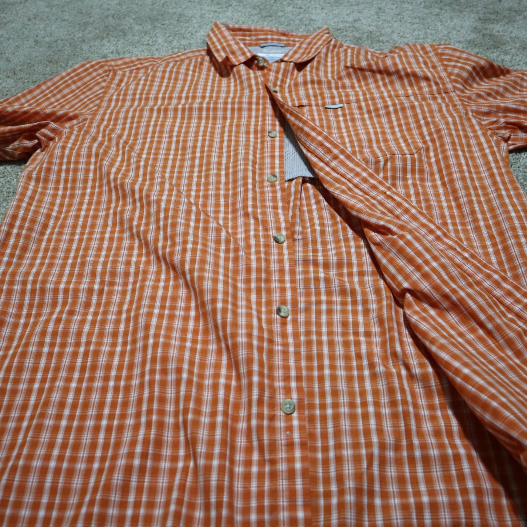 Vintage Columbia Shirt Men Large Orange Plaid Nylon Vented Omi Shade Zip Pocket Button Front 90s Casual Mens Size US L / EU 52-54 / 3 - 5 Thumbnail