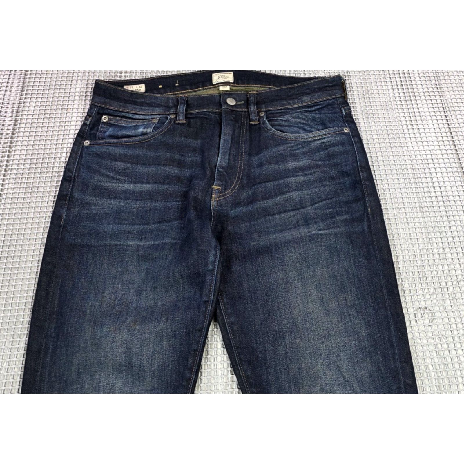 J.Crew J.CREW 250 Skinny Jeans Men 33 x 32 Distressed Stretch Japanese Kurabo Denim Blue (Dark) 5-Pocket Rise Mid-Skinny Fit Mens Jeans Size US 33 - 3 Thumbnail
