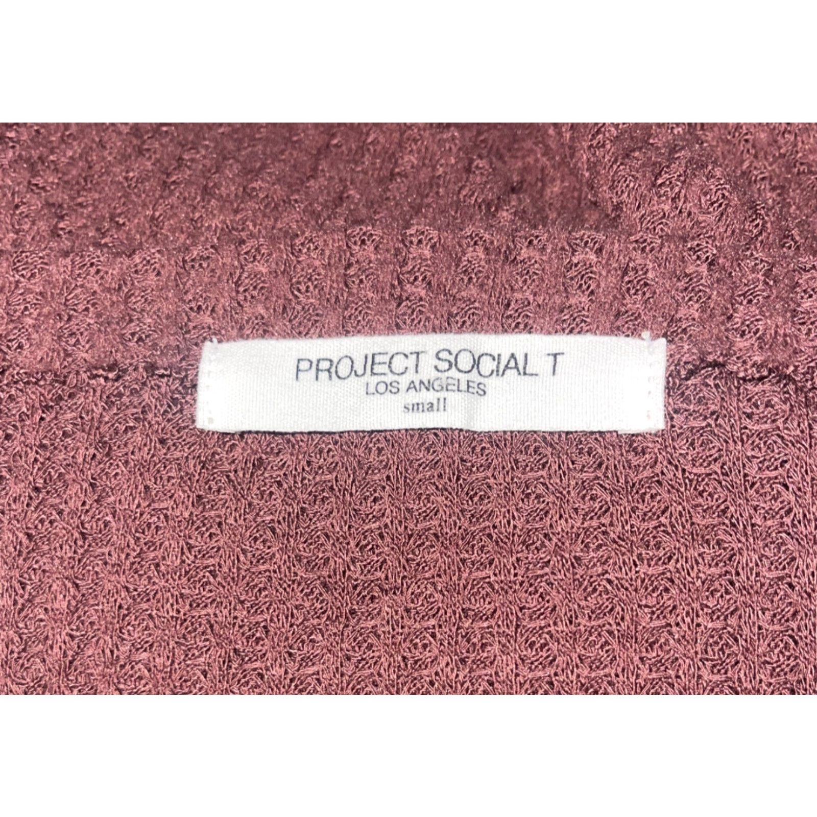 Vintage VINTAGE Project Social Women’s Small Waffle Knit Top Long Sleeved Shirt Maroon Size S / US 4 / IT 40 - 3 Thumbnail