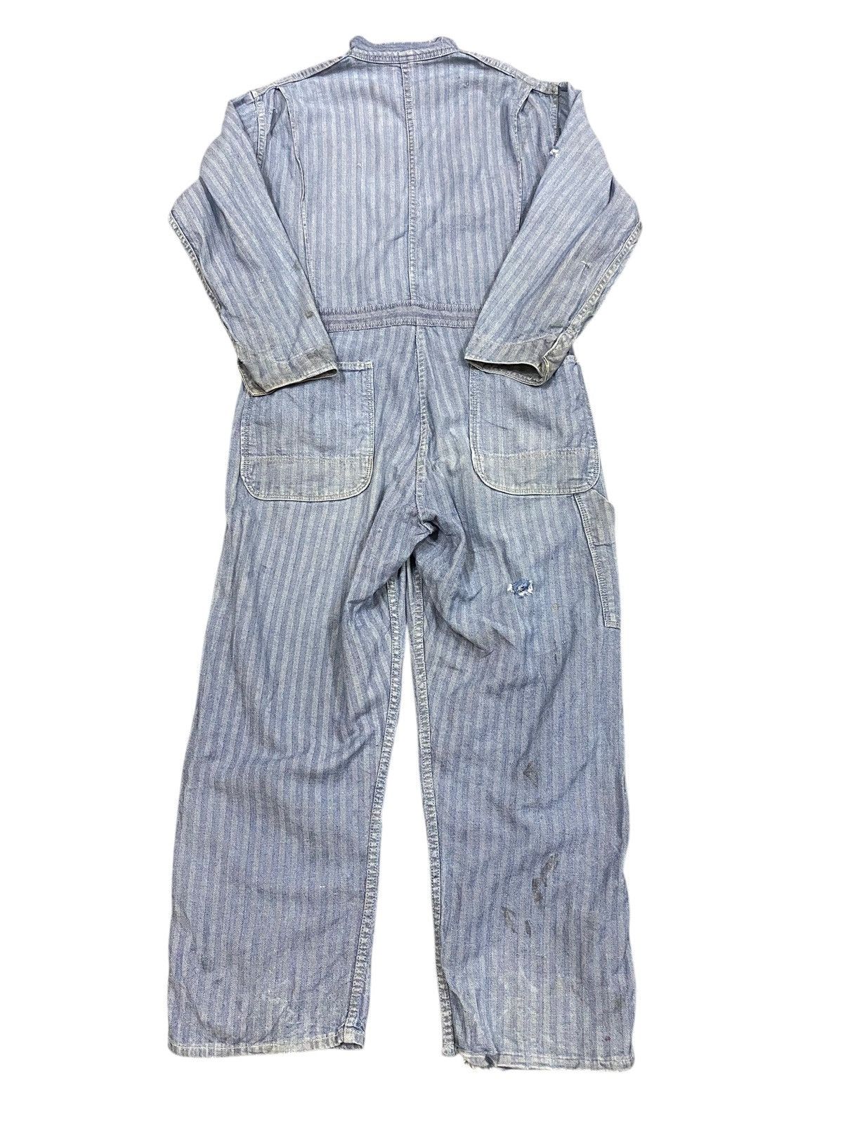 Sears VTG 40s Sears HBT Herringbone Thrashed Striped Jumpsuit Size US 43 - 2 Thumbnail