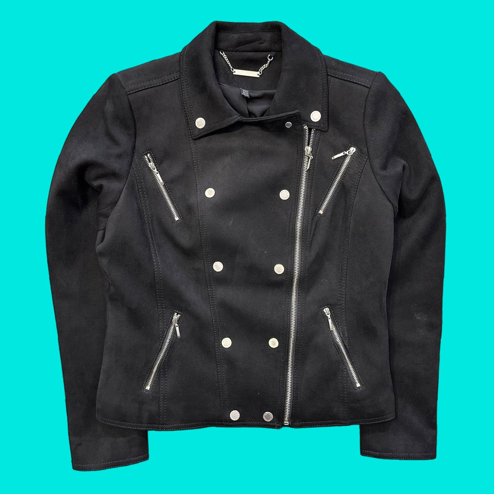 White House Black Market VINTAGE White House Black Market Suede Moto Jacket Womens 6 Black WHBM Jacket Women Black 90s Motorcycle Style Prints No Abbrev Size M / US 6-8 / IT 42-44 - 1 Thumbnail