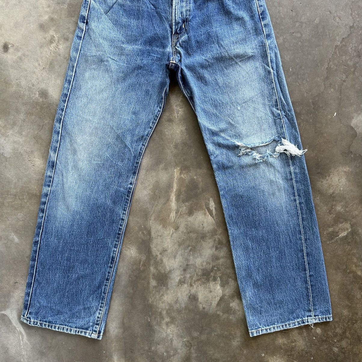 Japanese Brand Vintage Edwin 505x Redline Distressed Faded Denim Jean Pant Size US 28 / EU 44 - 2 Thumbnail